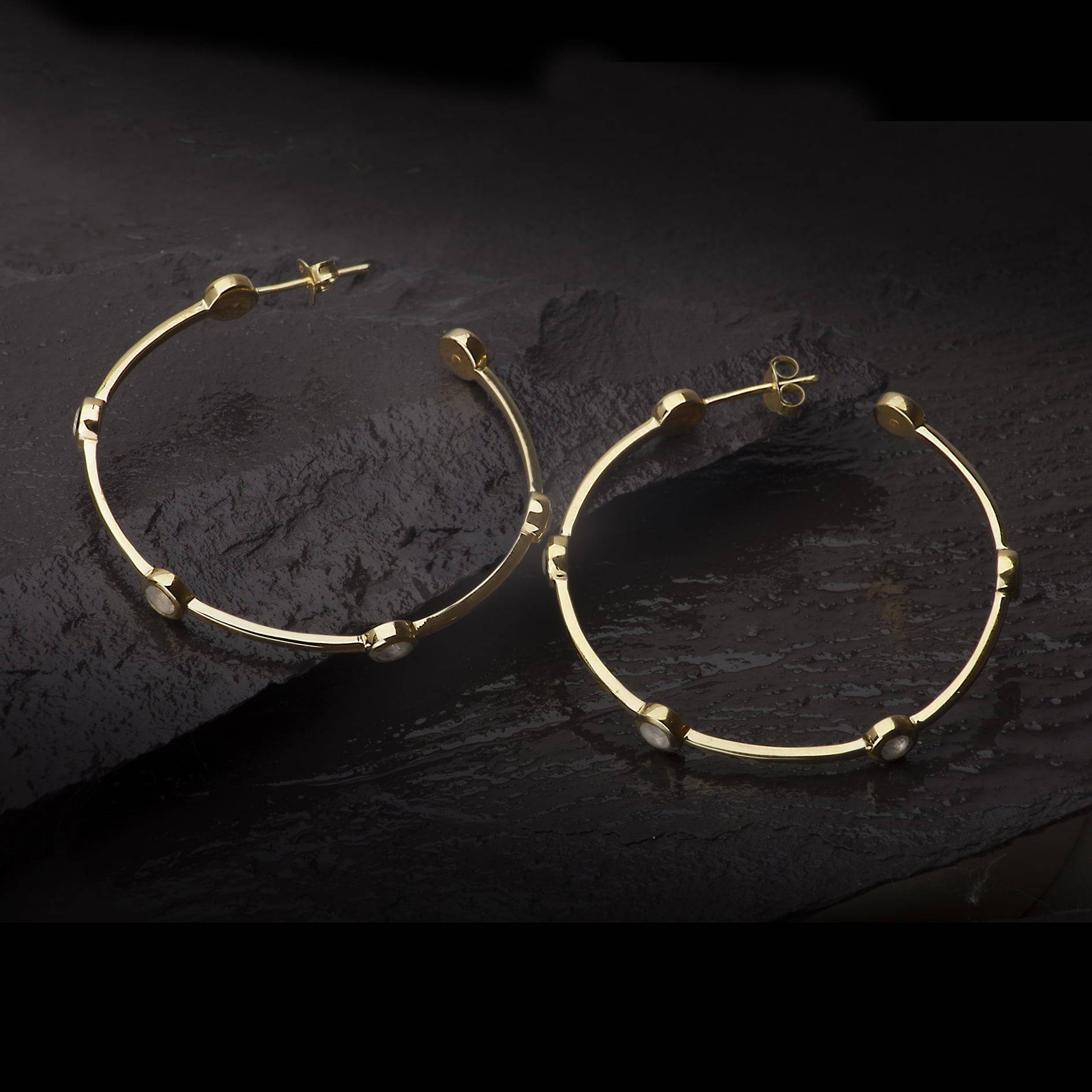 open hoop with moonstone in vermeil