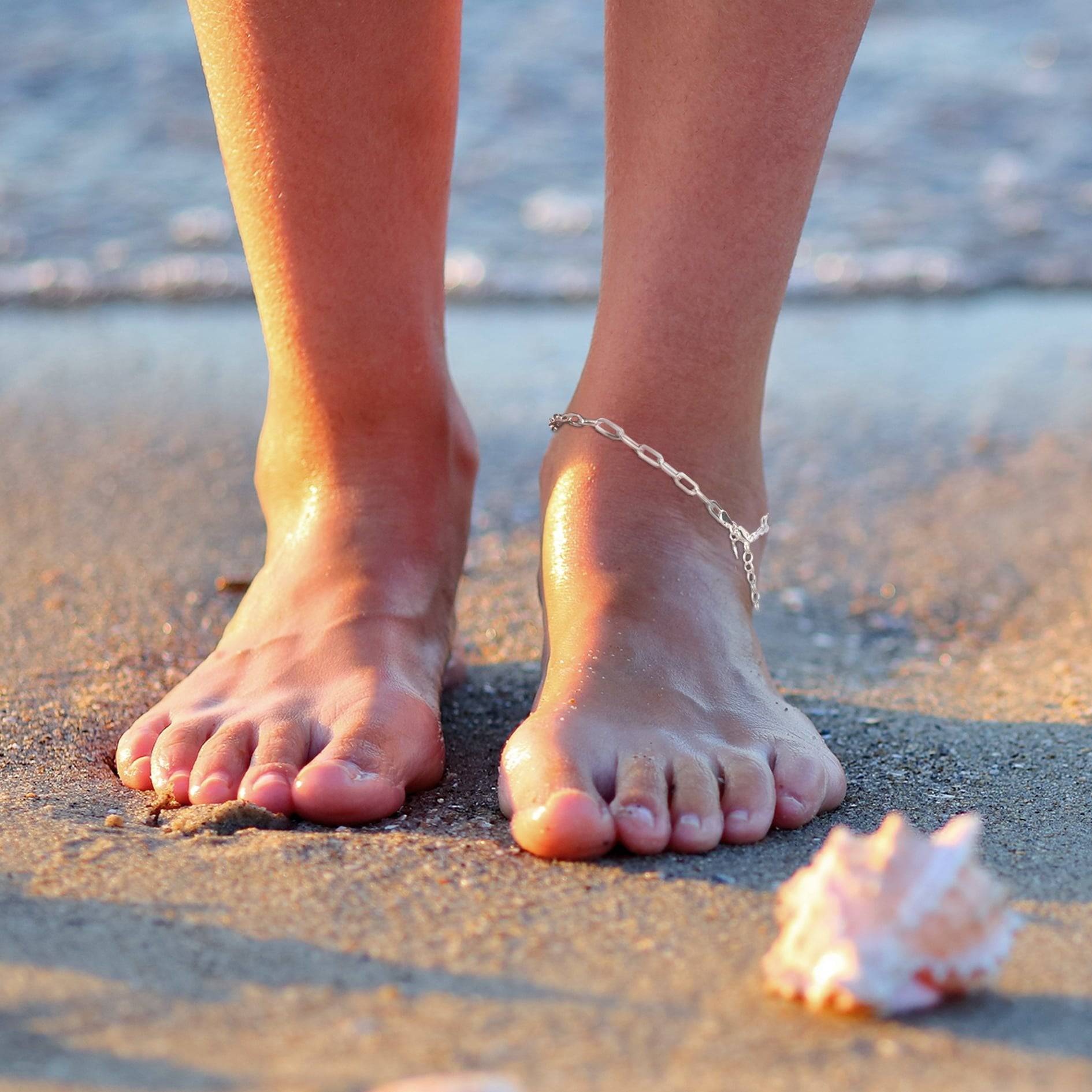 Paper Clip Link Anklet in Sterling Silver and Gold Vermeil