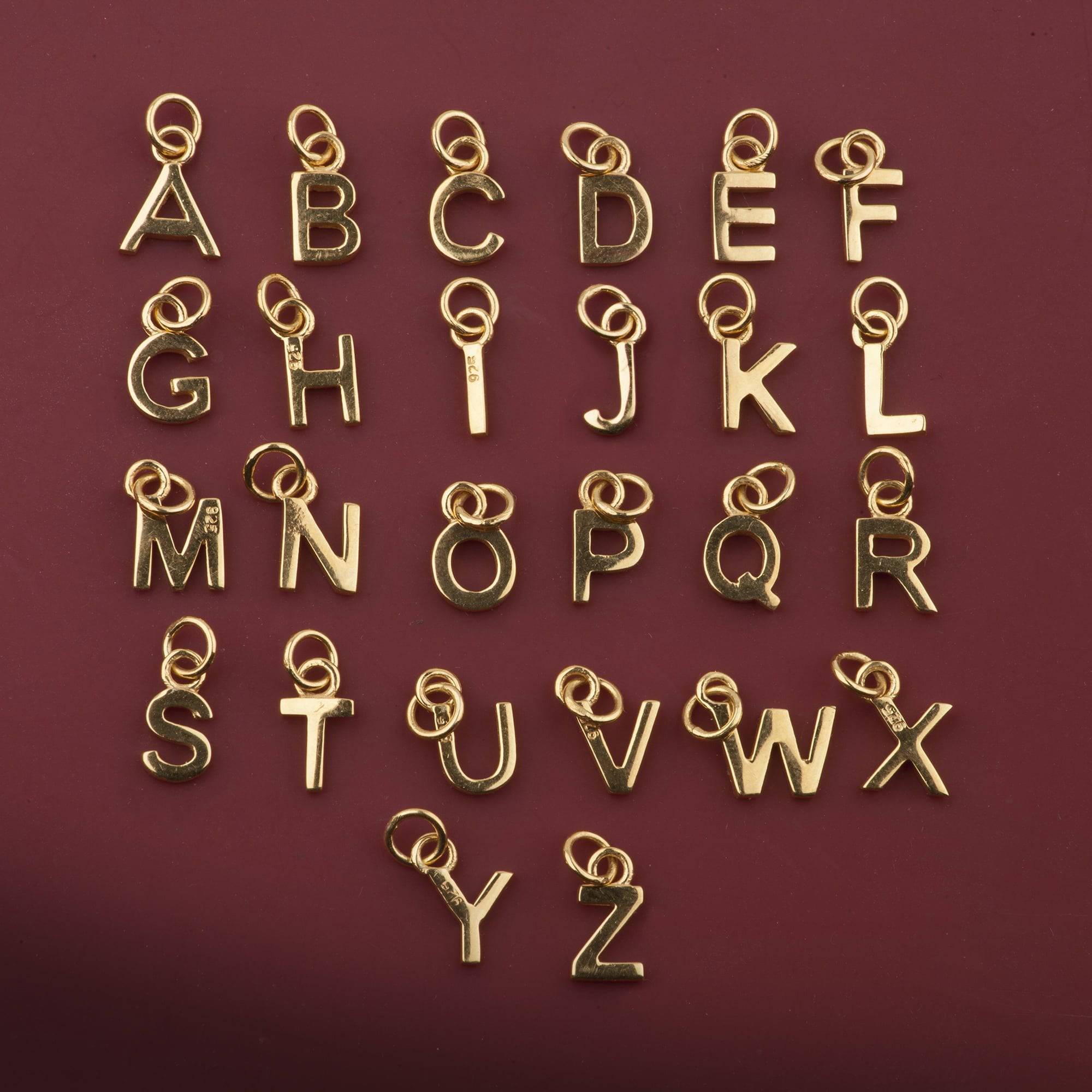 big gold vermeil alphabet charms A to Z
