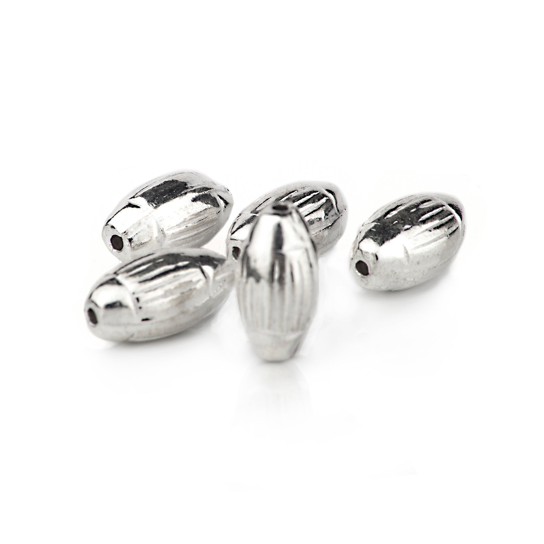 Oval Corrugated Spacer Beads in Sterling Silver