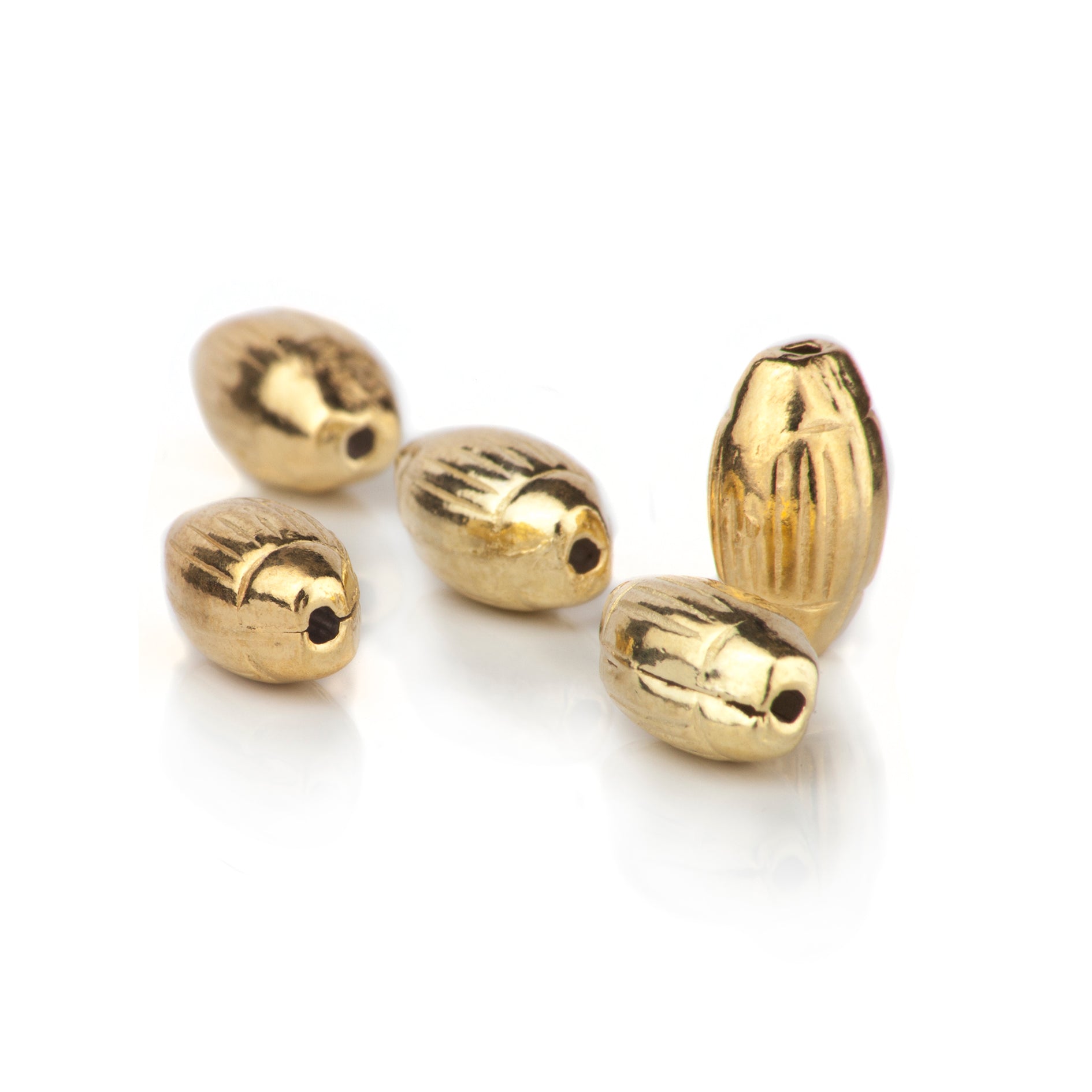 Oval Corrugated Spacer Beads in Gold Vermeil