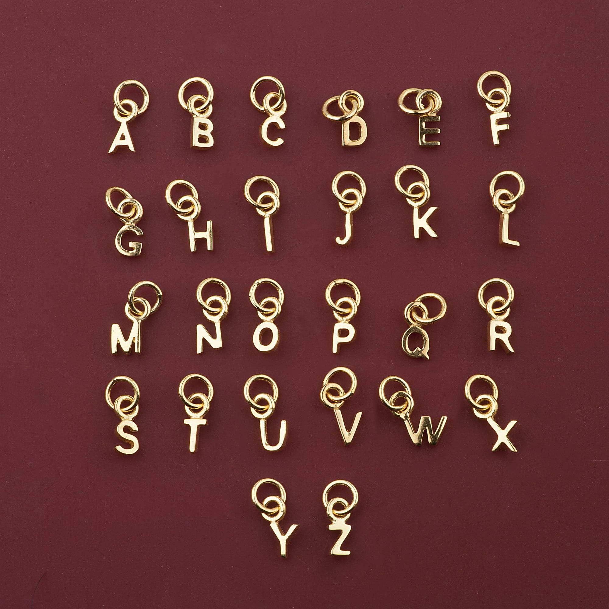 small gold vermeil alphabet charms A to Z