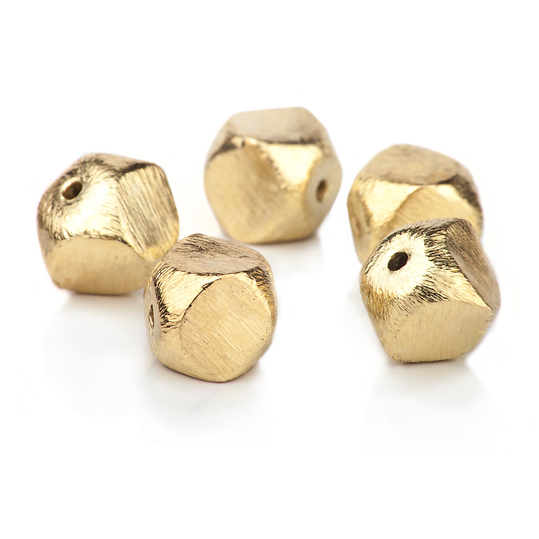 Brushed Cube Spacer Beads in Gold Vermeil