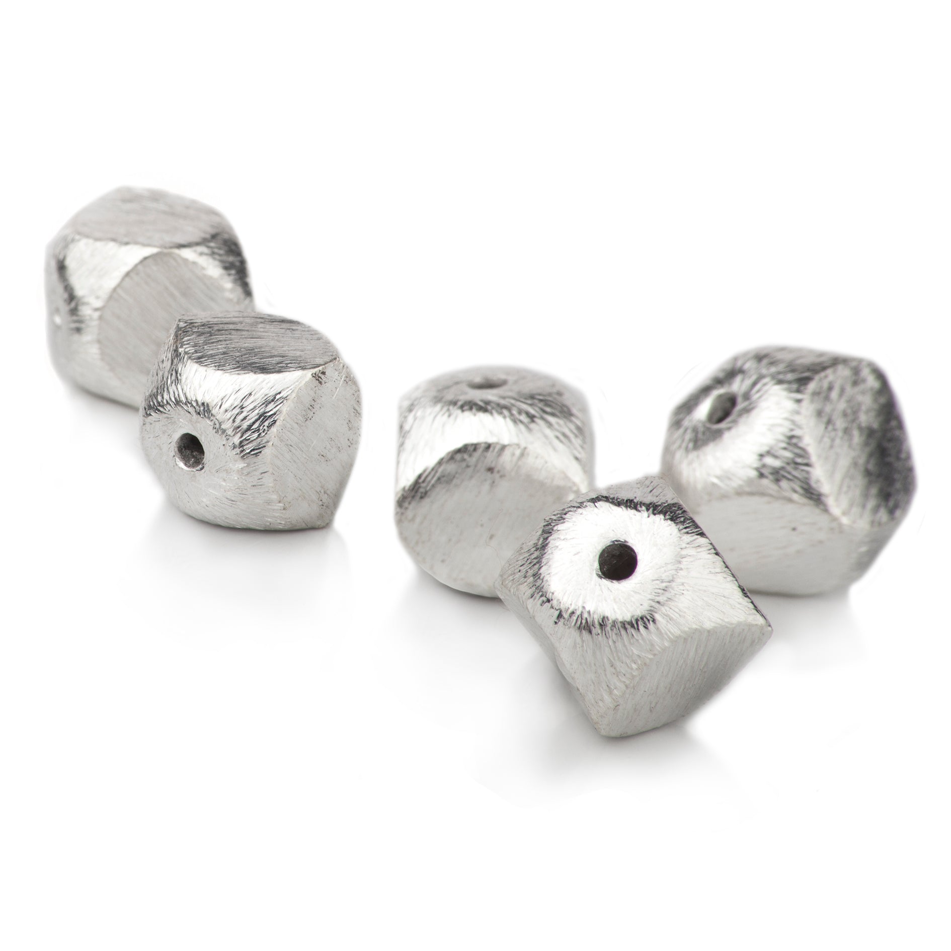 Brushed Cube Spacer Beads in Sterling Silver