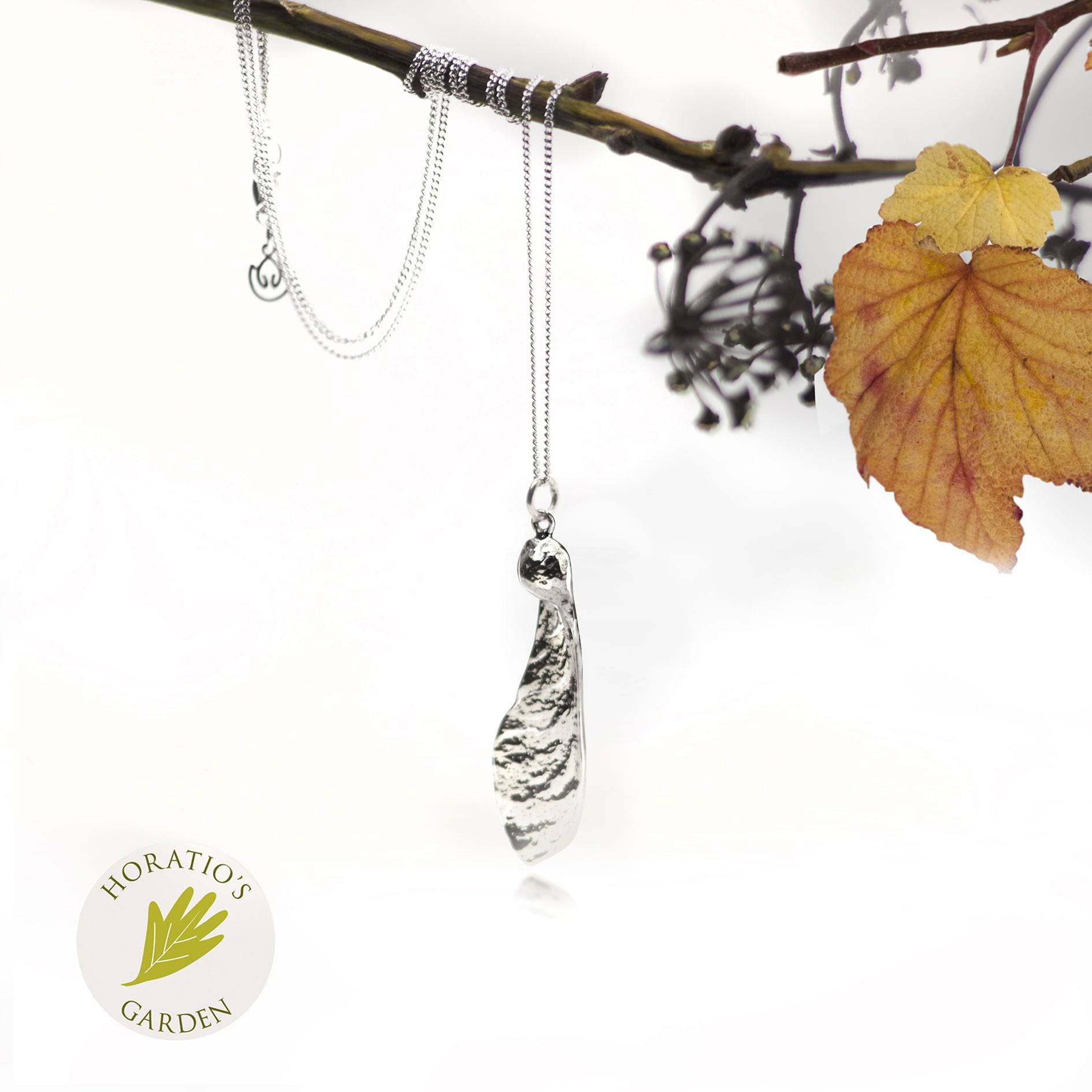 Sycamore Seed Pendant Necklace in Sterling Silver