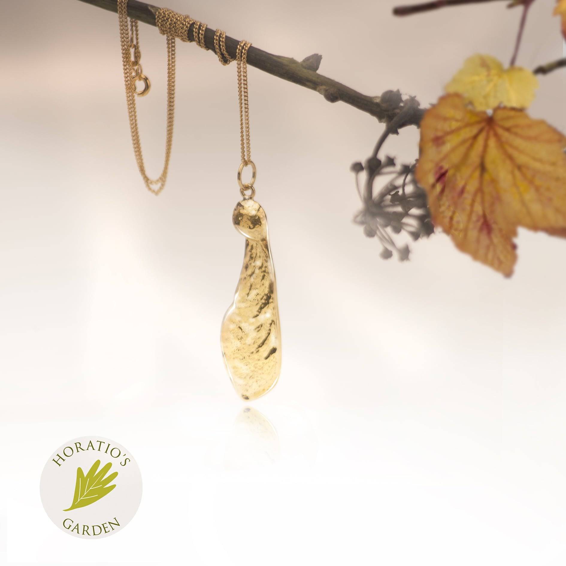 Sycamore Seed Pendant Necklace in Gold Vermeil