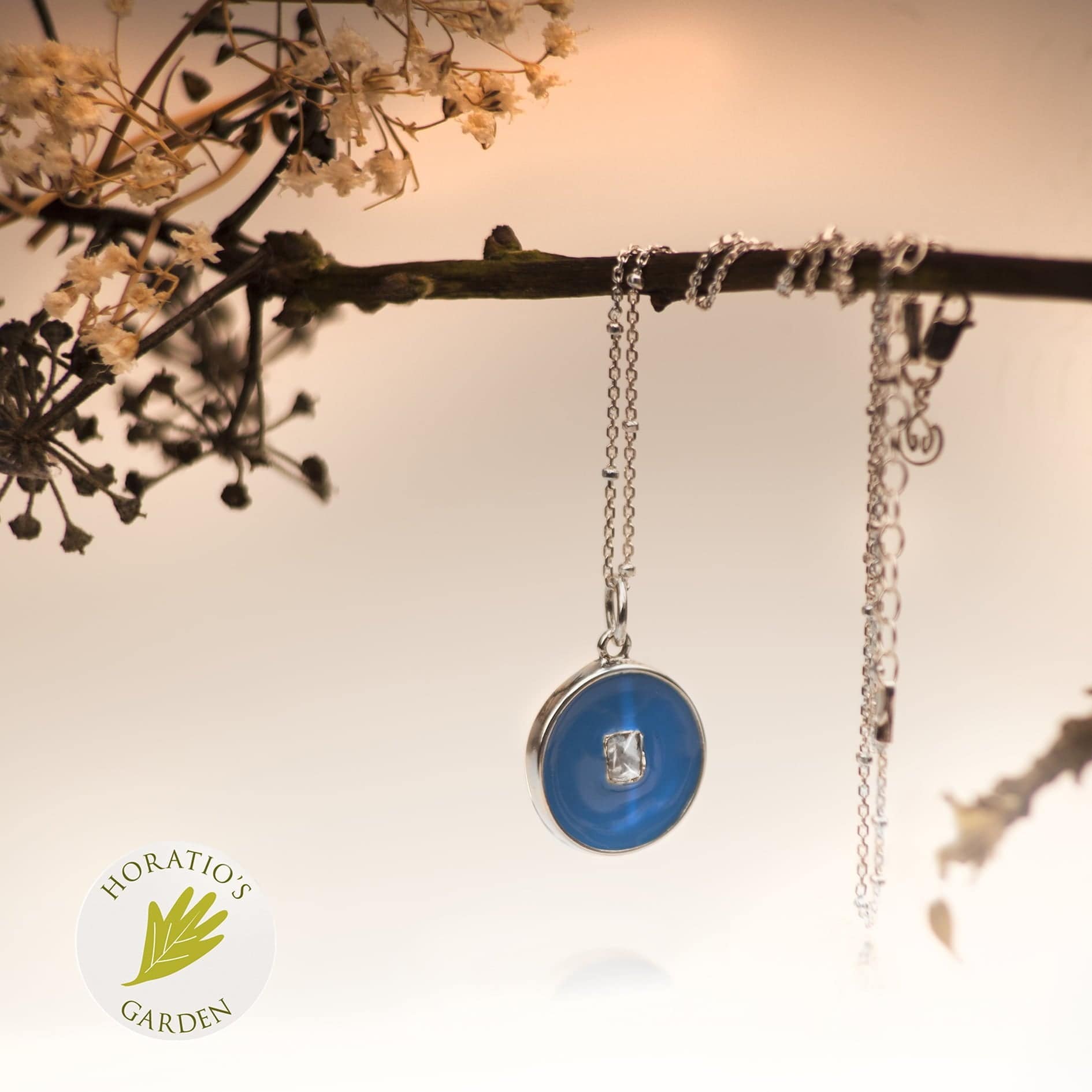 Kindness and Courage Light Blue Enamel Coin with Diamond