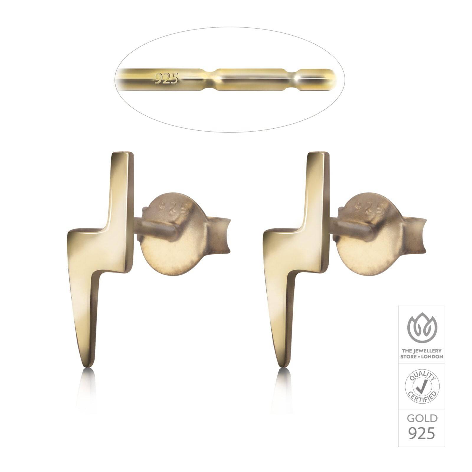 Lightning Bolt Studs in Gold Vermeil