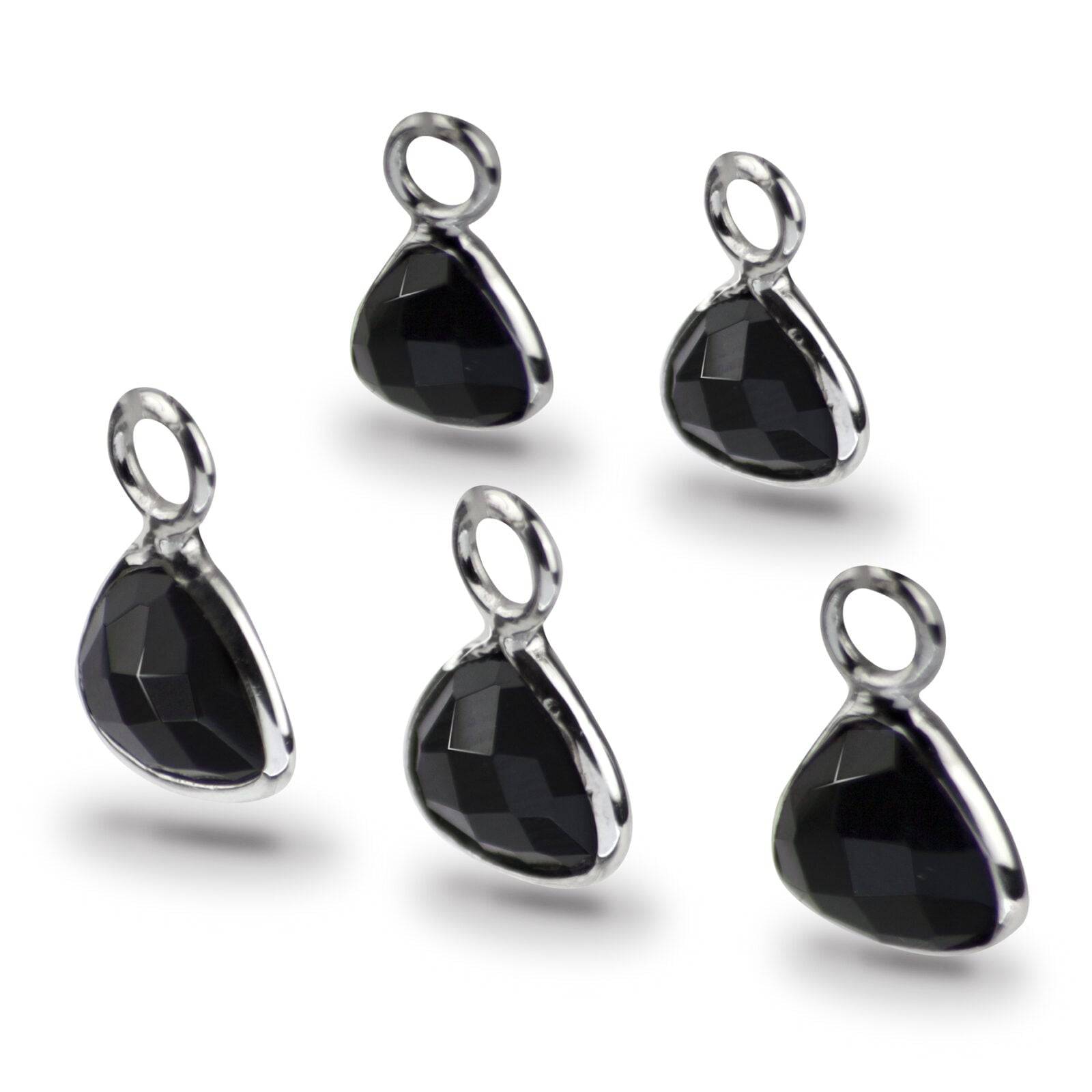 Trillion Shaped 8mm Faceted Black Onyx Connectors