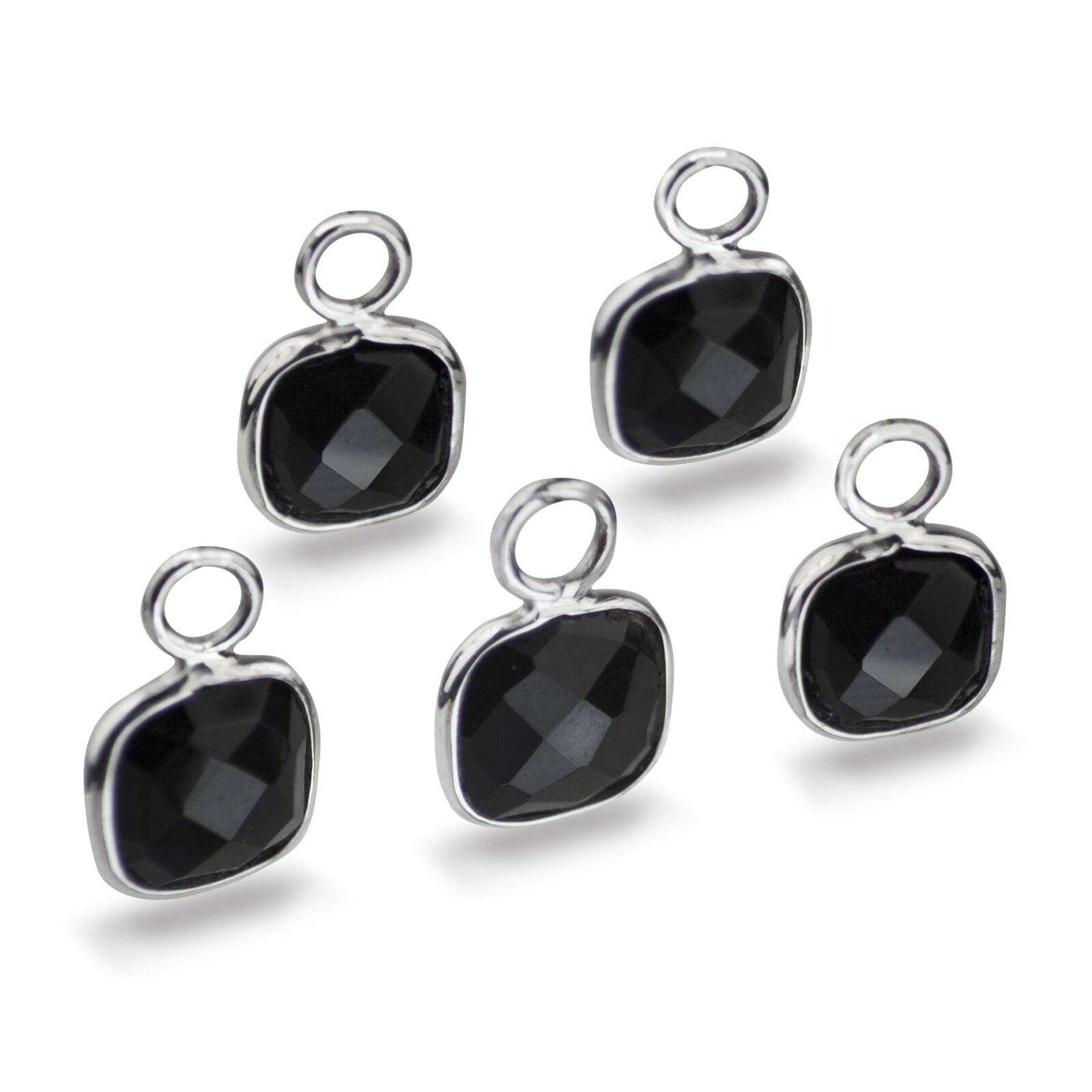 Cushion Shaped 7mm Faceted Black Onyx Connectors