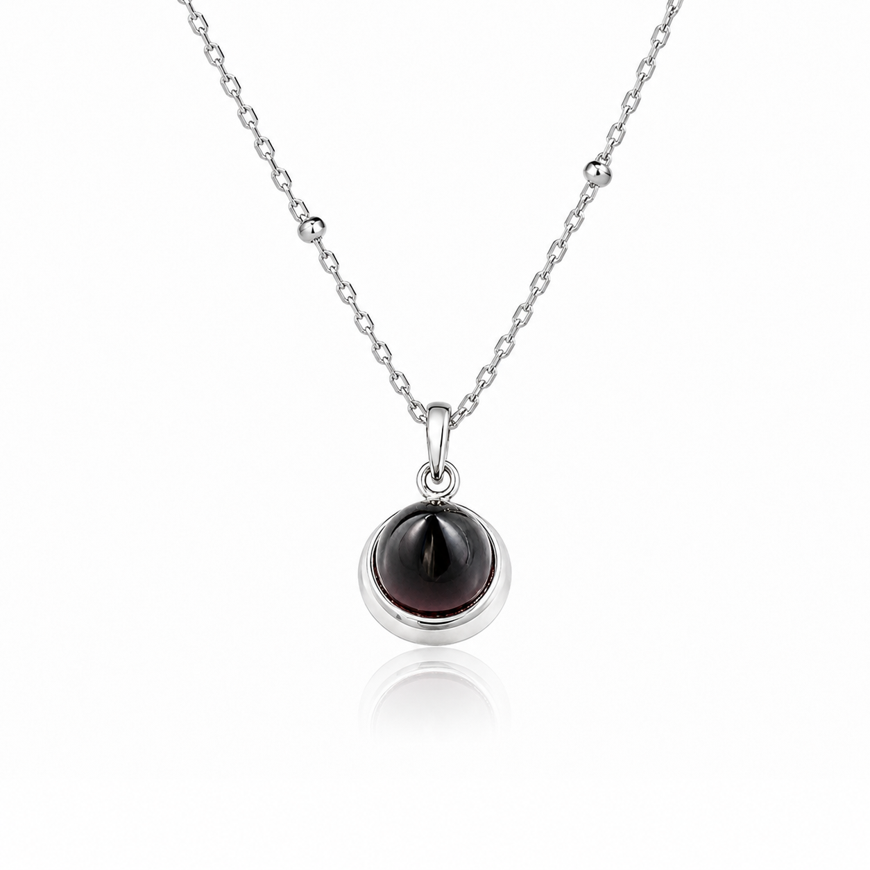Istanbul Wine Garnet Pendant Necklace in Sterling Silver