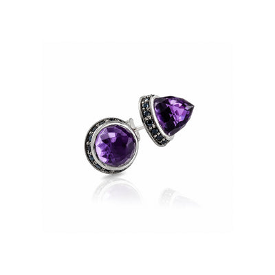Istanbul Secret Amethyst and Black Spinel Studs in Sterling Silver