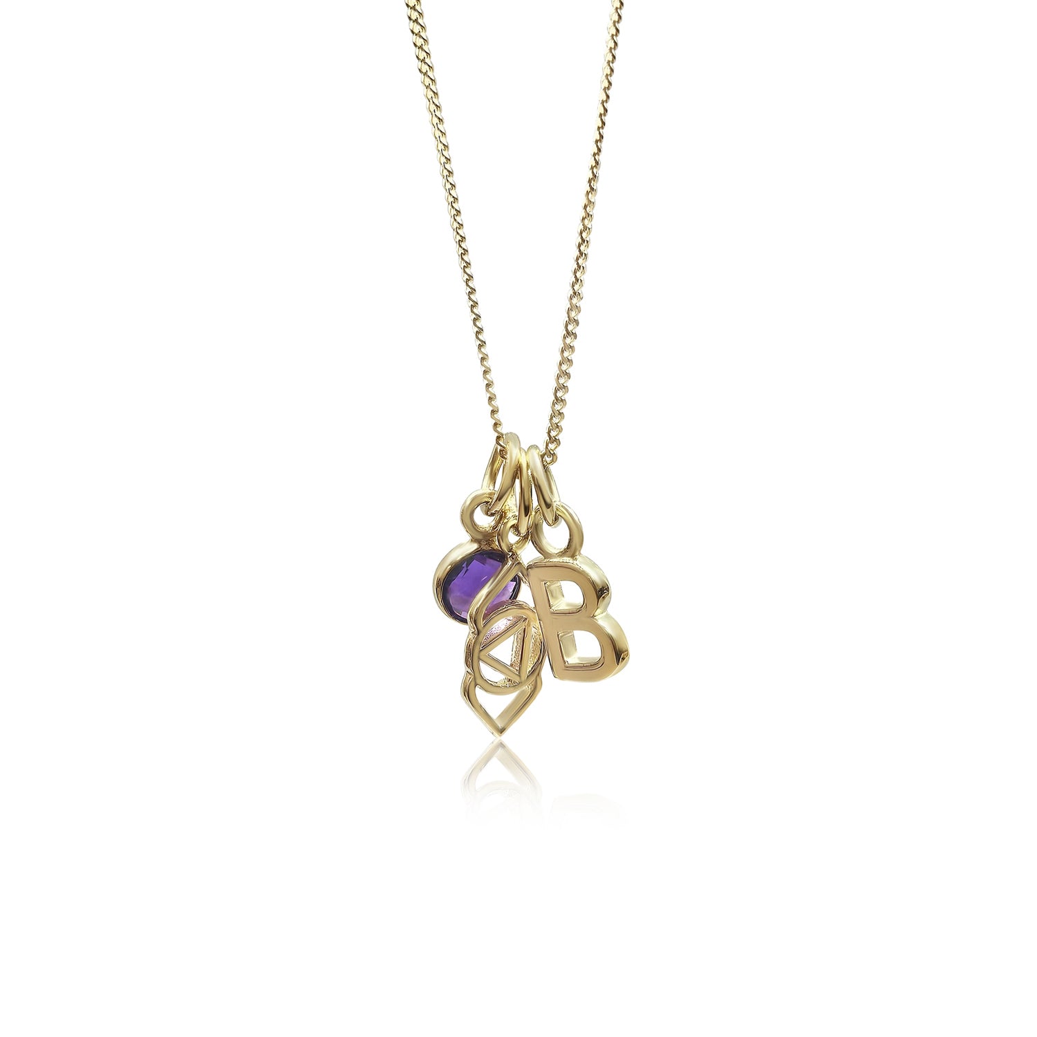 Third Eye Chakra/Ajna Chakra Charm Necklace In Gold Vermeil- Amethyst