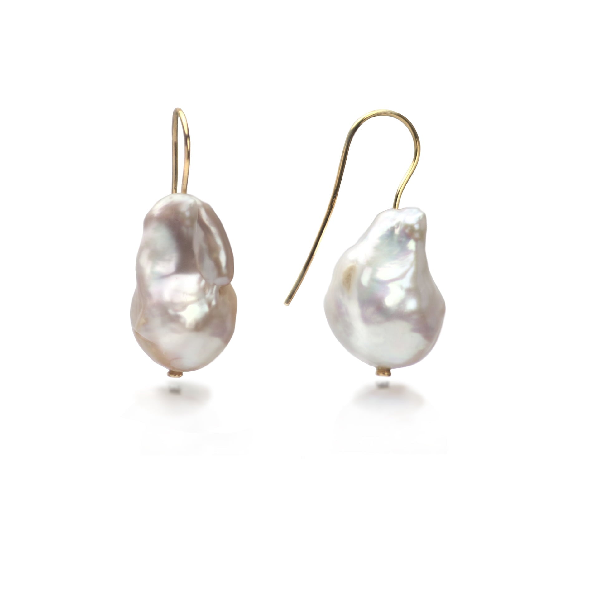 White Baroque Pearl Earrings in Gold Vermeil