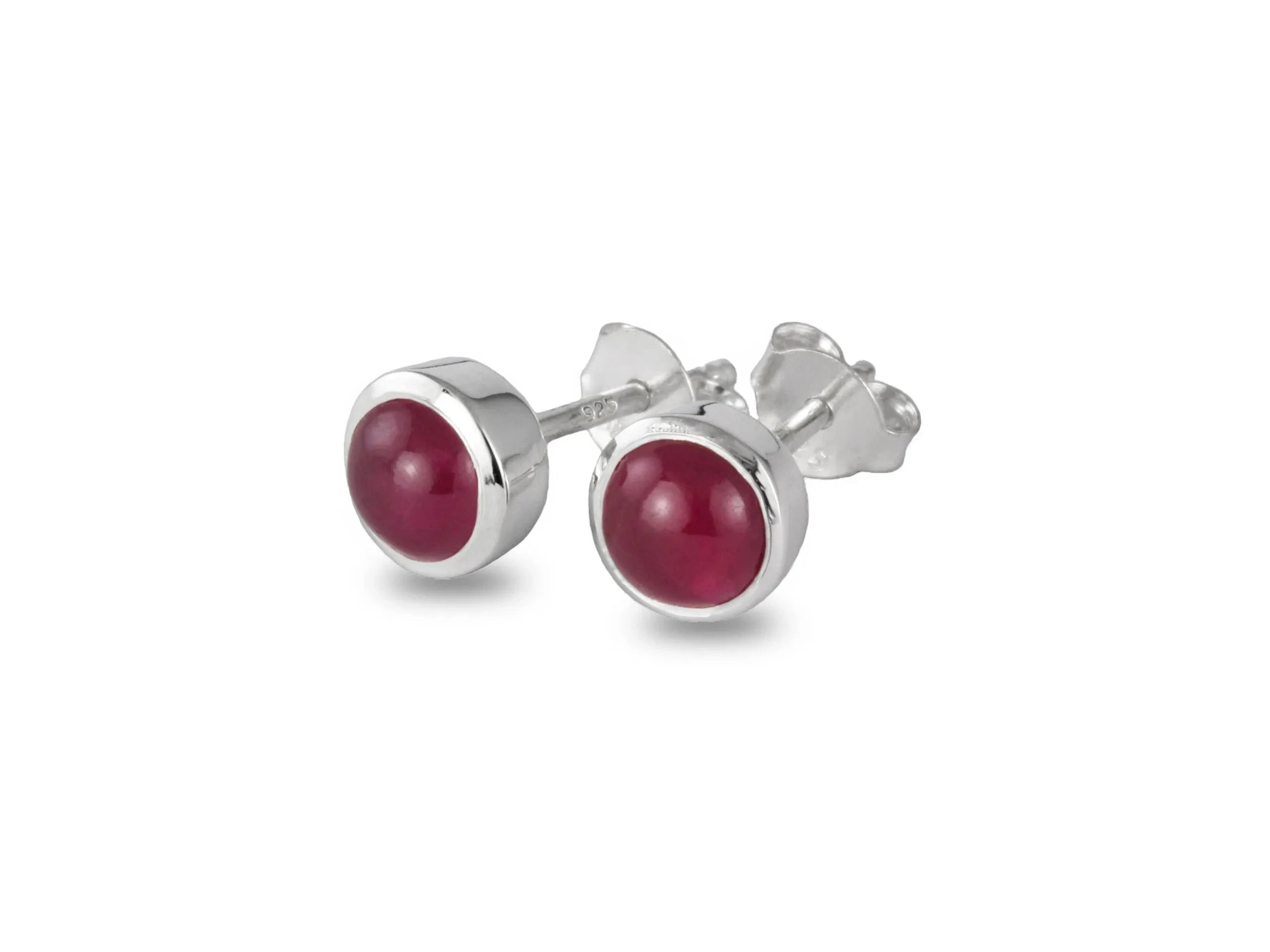 July Birthstone Earrings - Ruby in Sterling Silver