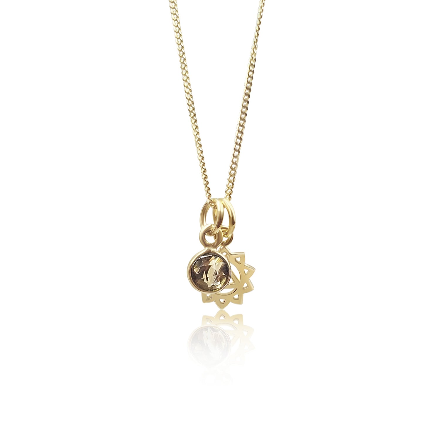 Solar Plexus Chakra/Manipura Chakra Charm Necklace In Gold Vermeil- Citrine