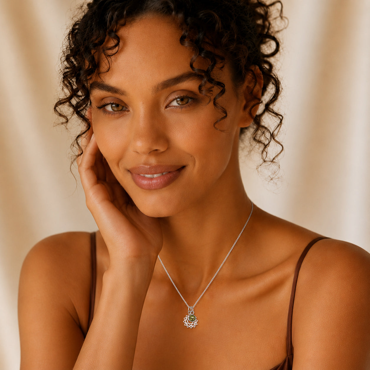 Solar Plexus Chakra/Manipura Chakra Charm Necklace In Sterling Silver - Citrine