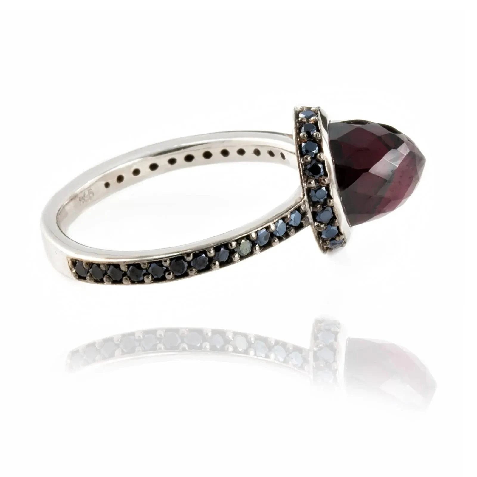 Istanbul Night Garnet and Black Spinel Ring in Sterling Silver
