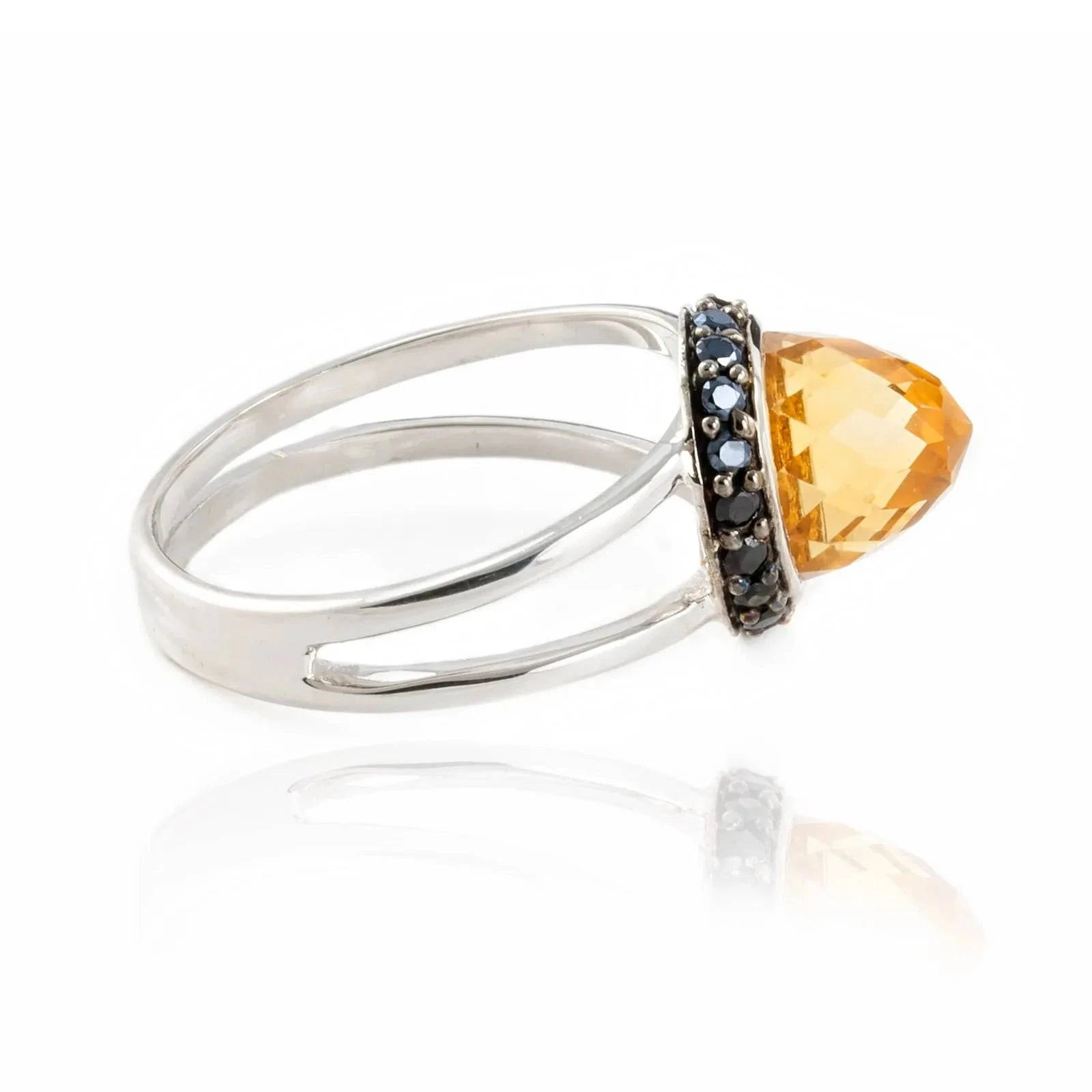 Istanbul Energy Citrine and Black Spinel Ring in Sterling Silver