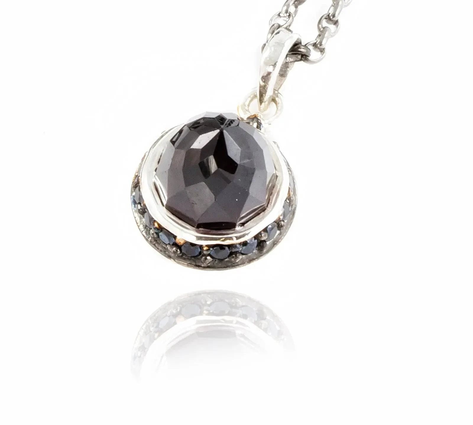 Istanbul Night Garnet and Black Spinel Pendant Necklace in Sterling Silver