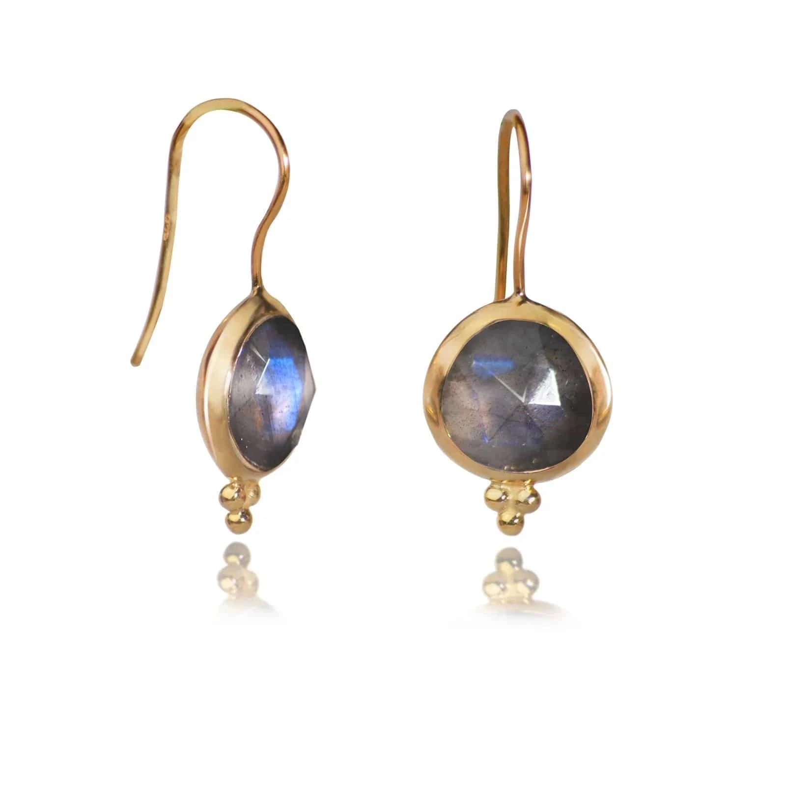 Labradorite 'You Are Loved' Hook Earrings In Gold Vermeil