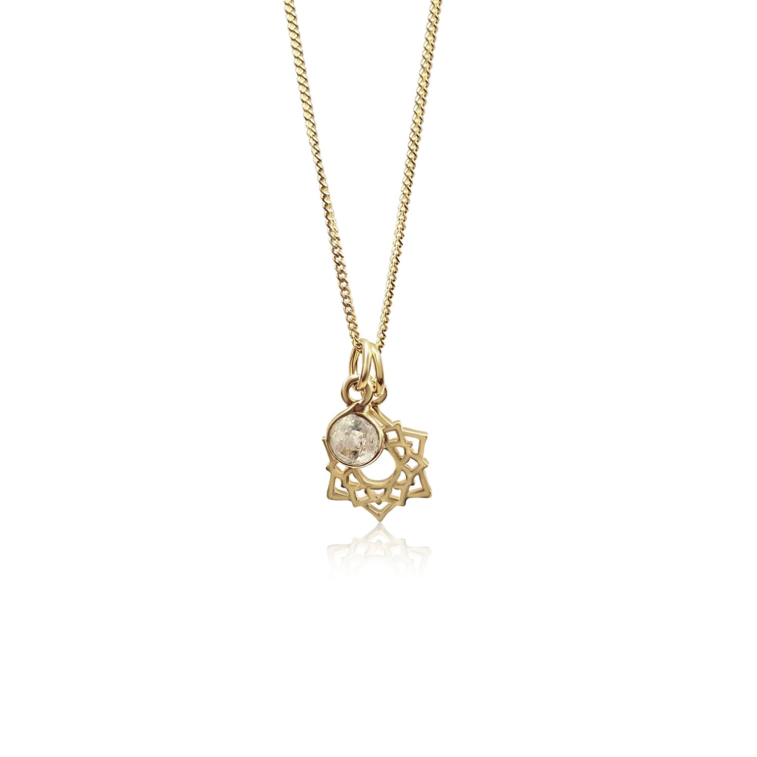 Crown Chakra/Sahastrara Charm Necklace In Gold Vermeil- Moonstone