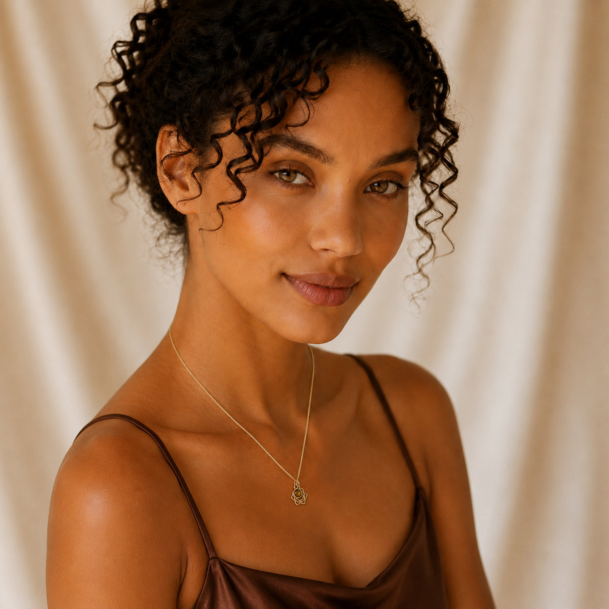 Sacral Chakra/Svadhishthana Chakra Charm Necklace In Gold Vermeil- Tiger Eye