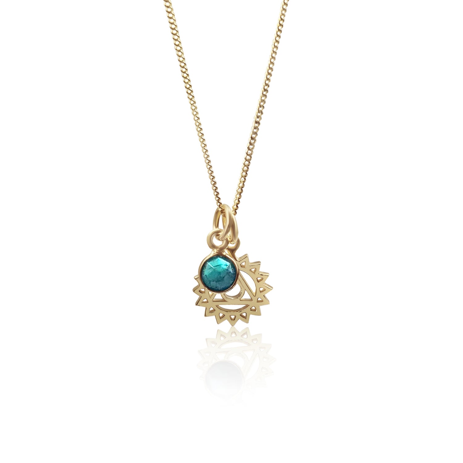 Throat Chakra/Vishuddha Chakra Charm Necklace In Gold Vermeil- Turquoise