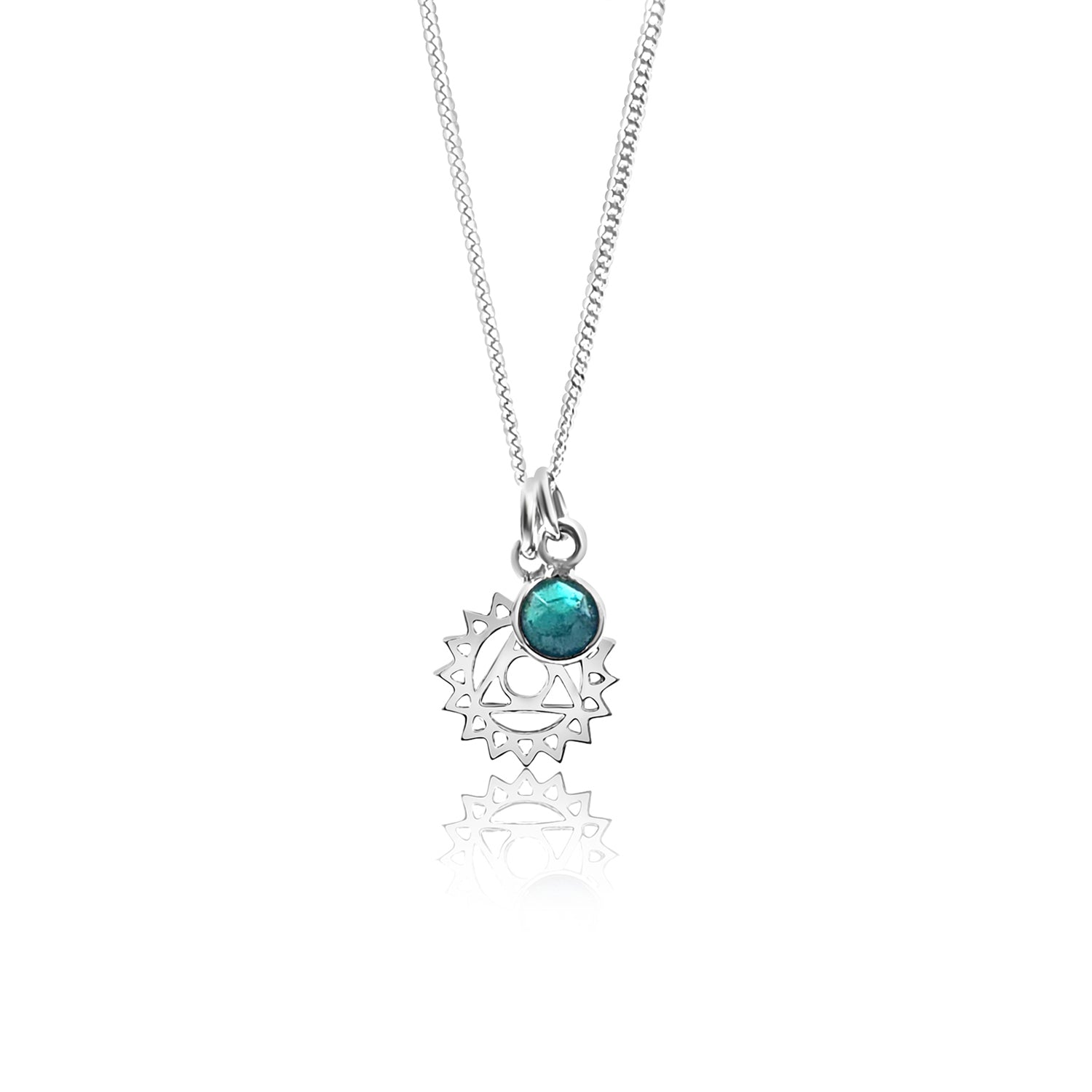 Throat Chakra/Vishuddha Chakra Charm Necklace In Sterling Silver - Turquoise