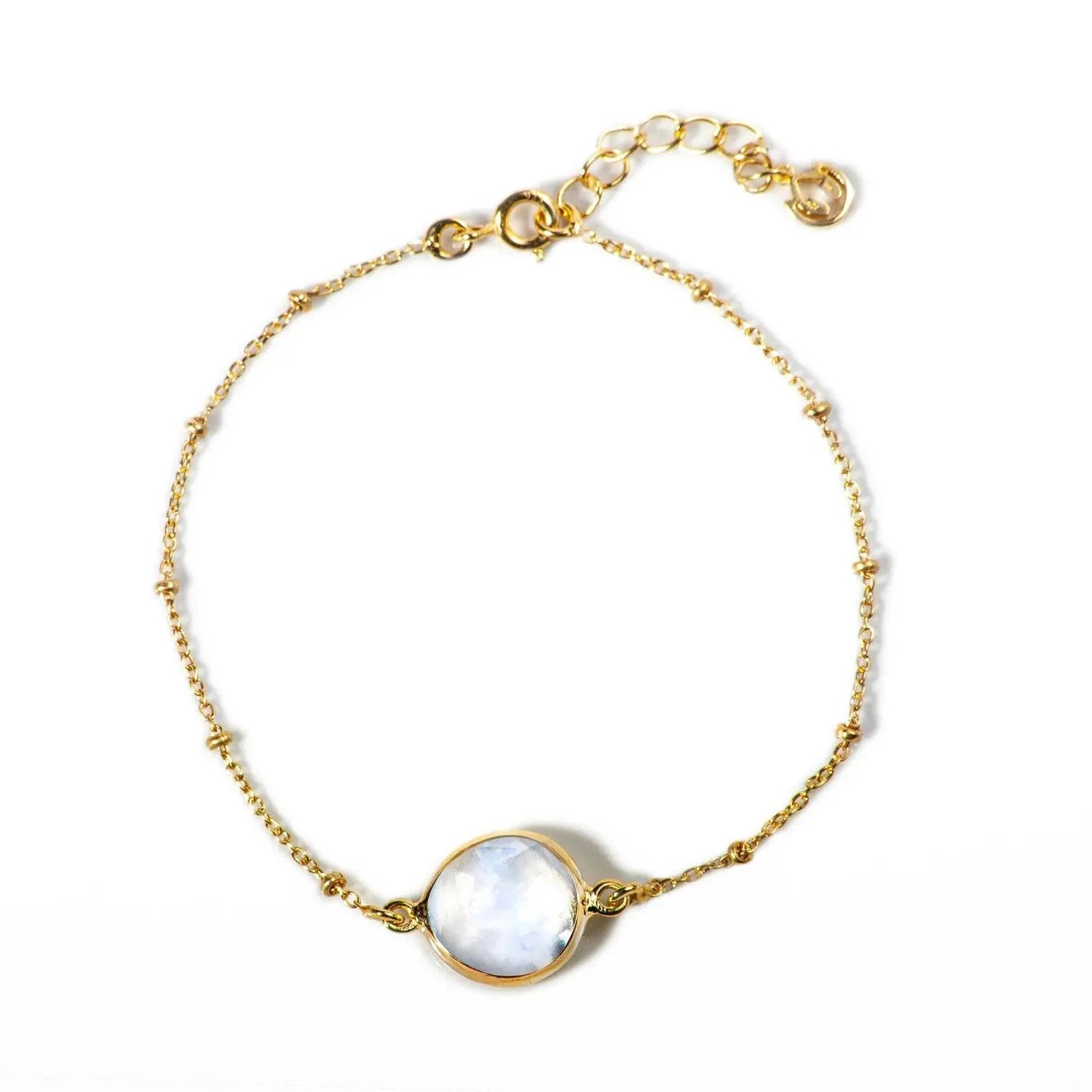 Moonstone 'You Are Loved' Bracelet In Gold Vermeil