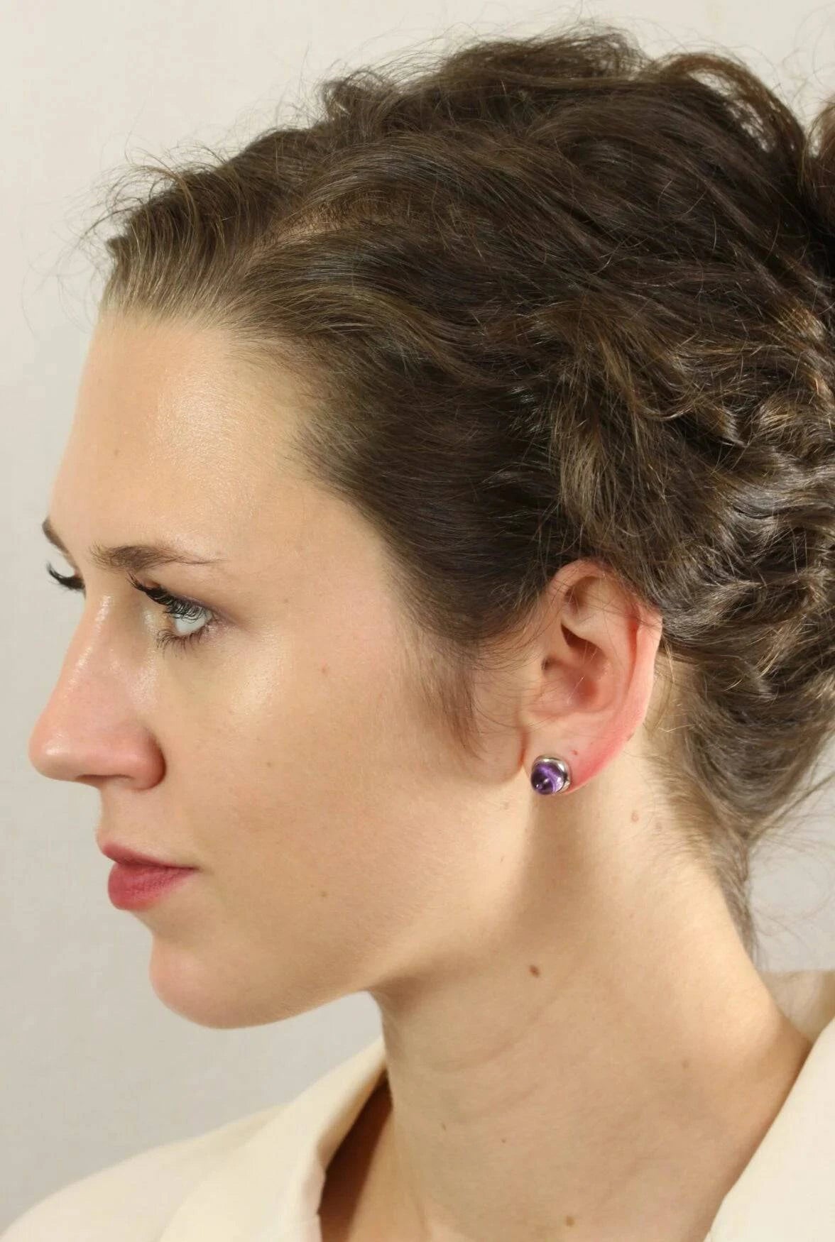 Istanbul Silk Amethyst Studs in Sterling Silver