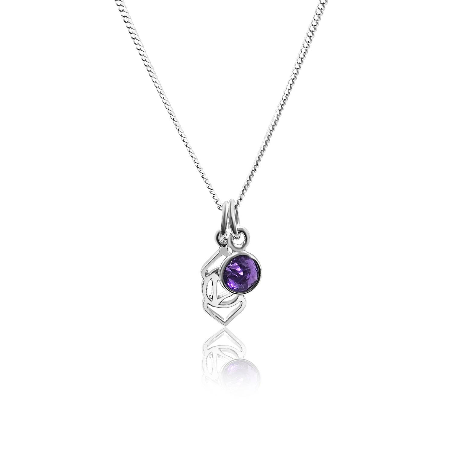Third Eye Chakra/Ajna Chakra Charm Necklace In Sterling Silver - Amethyst