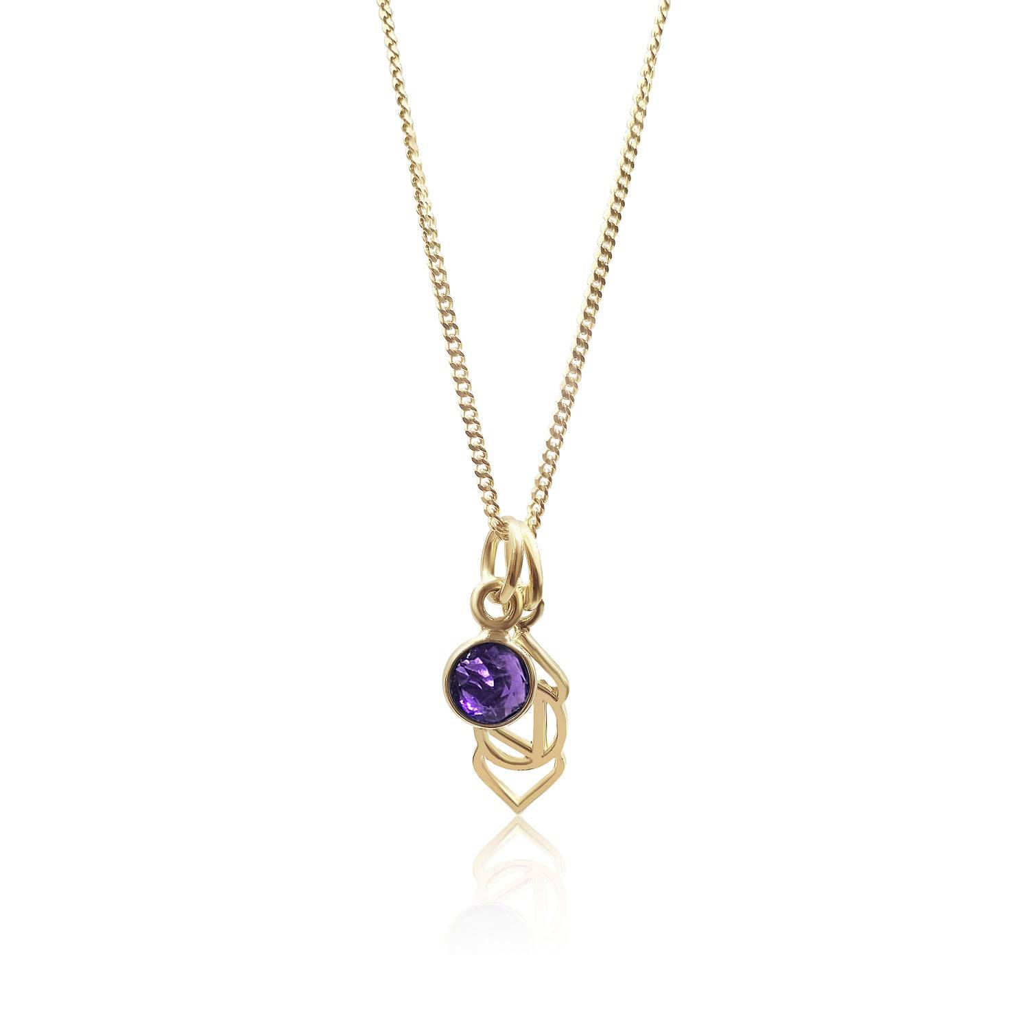 Third Eye Chakra/Ajna Chakra Charm Necklace In Gold Vermeil- Amethyst