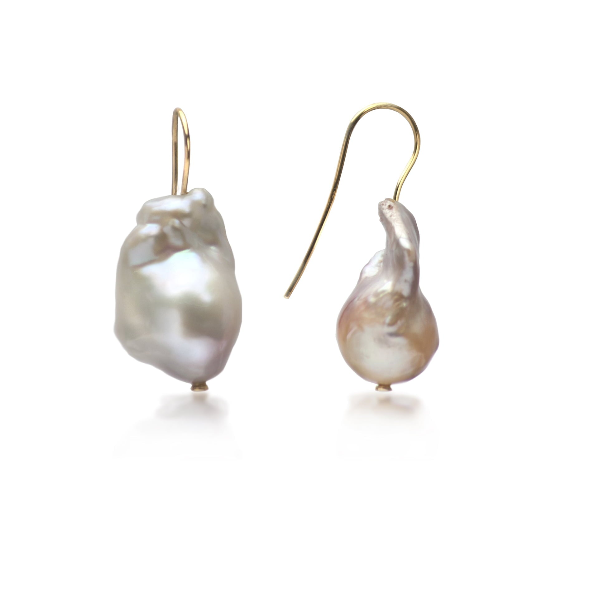 Champagne Baroque Pearl Earrings in Gold Vermeil