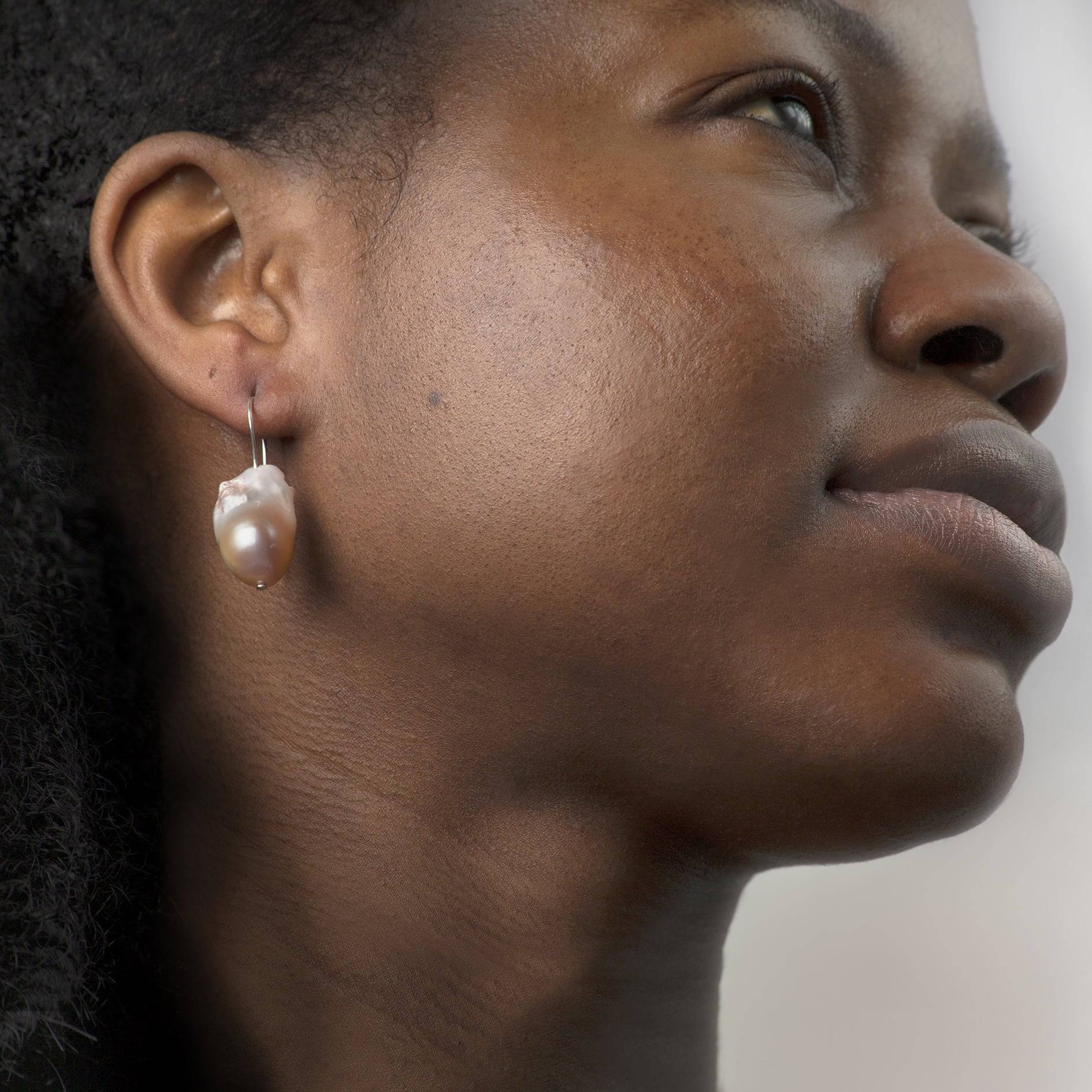 Champagne Baroque Pearl Earrings in Gold Vermeil