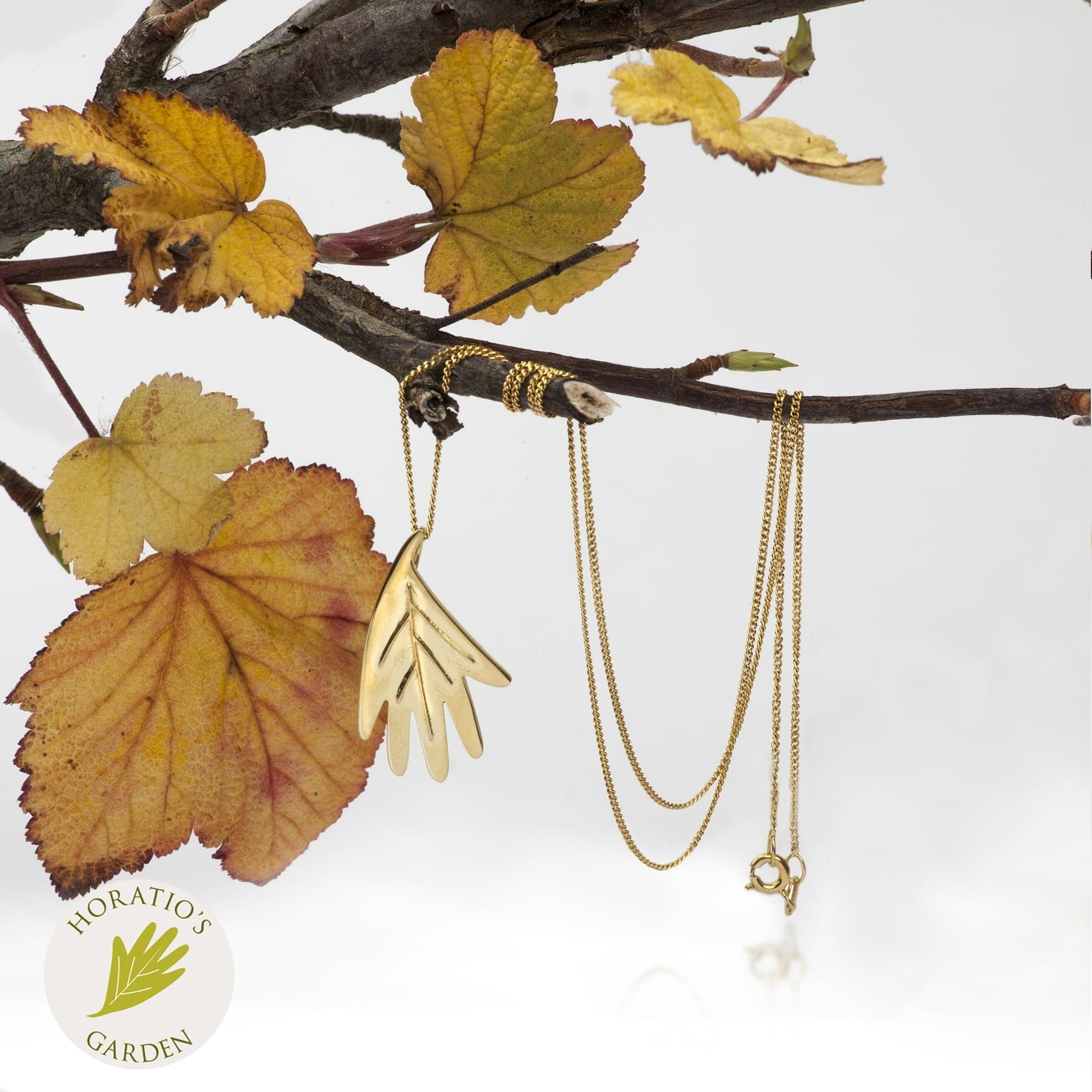 Big Oak Leaf Pendant Necklace In Sterling Silver and Gold Vermeil