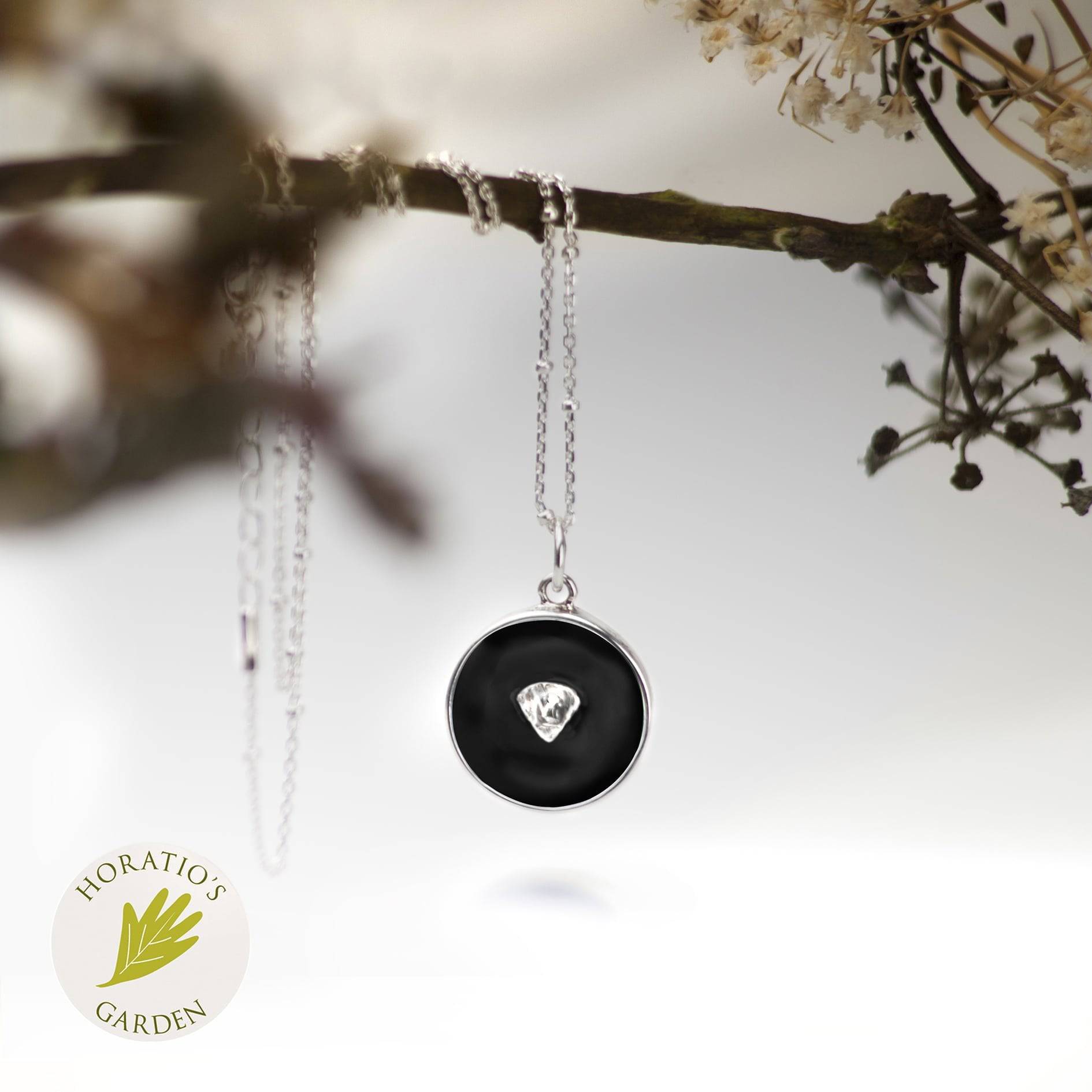 Kindness and Courage Black Enamel Coin with Diamond