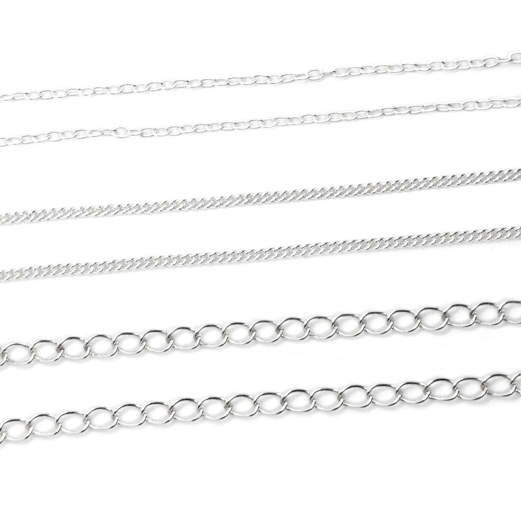 Loose Chain 1 meter in Sterling silver: Extension, Curb and Link