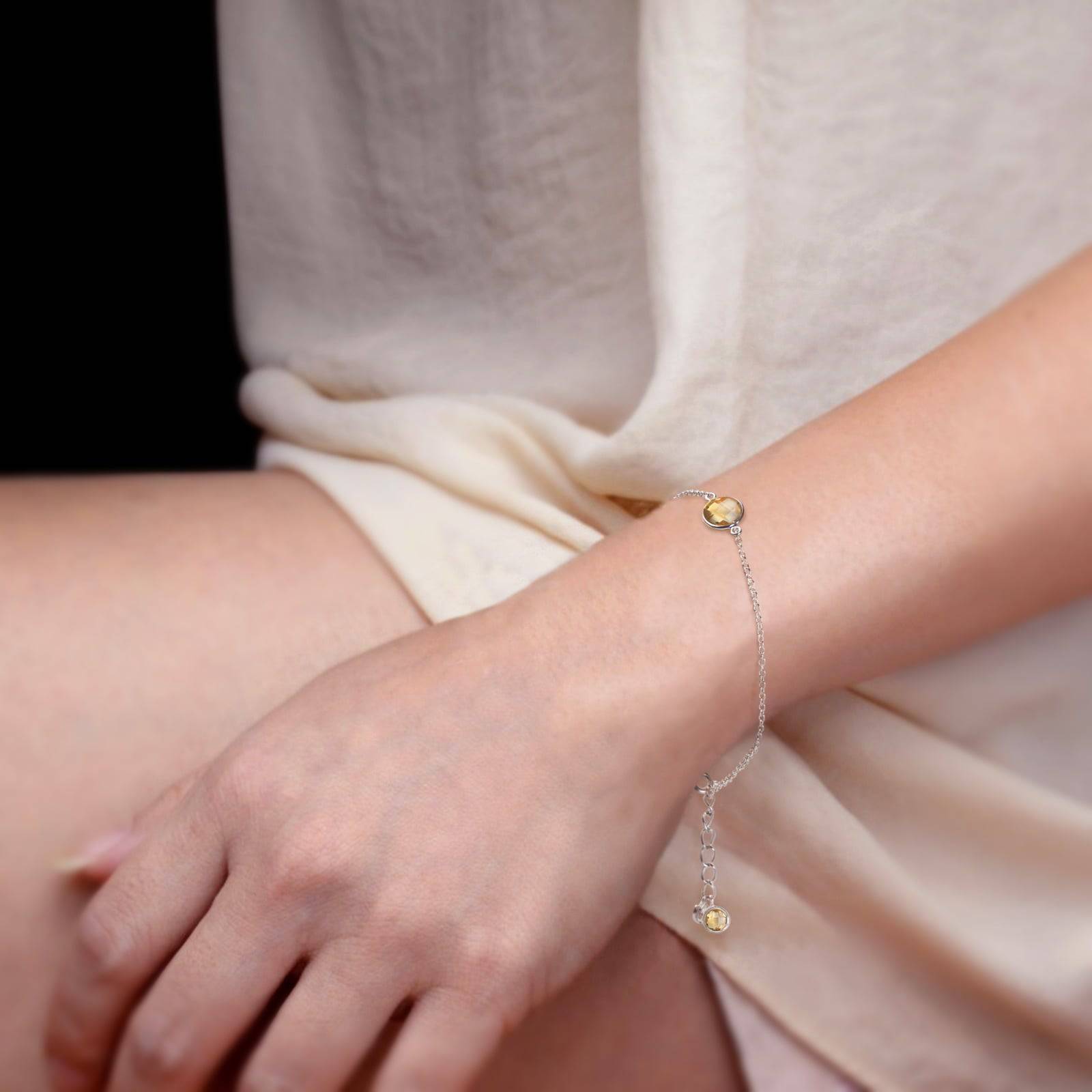 Citrine Chain Bracelet In Sterling Silver