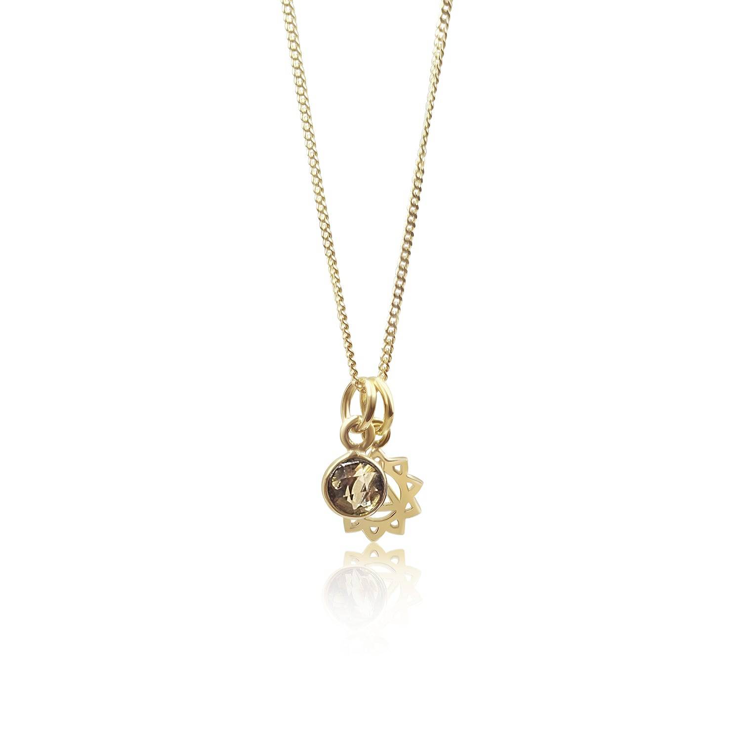 Solar Plexus Chakra/Manipura Chakra Charm Necklace In Gold Vermeil- Citrine