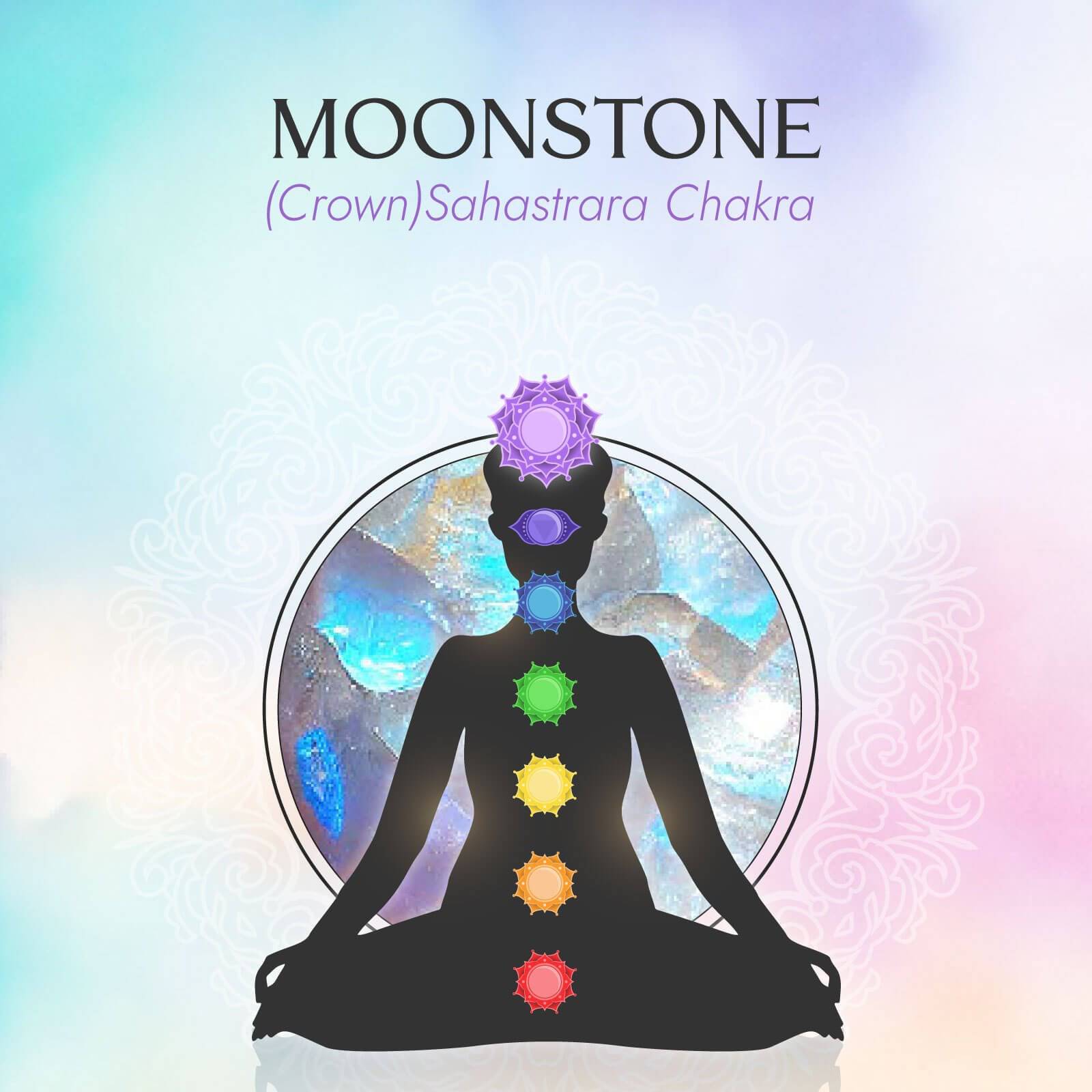 Crown Chakra/Sahastrara Charm Necklace In Sterling Silver - Moonstone