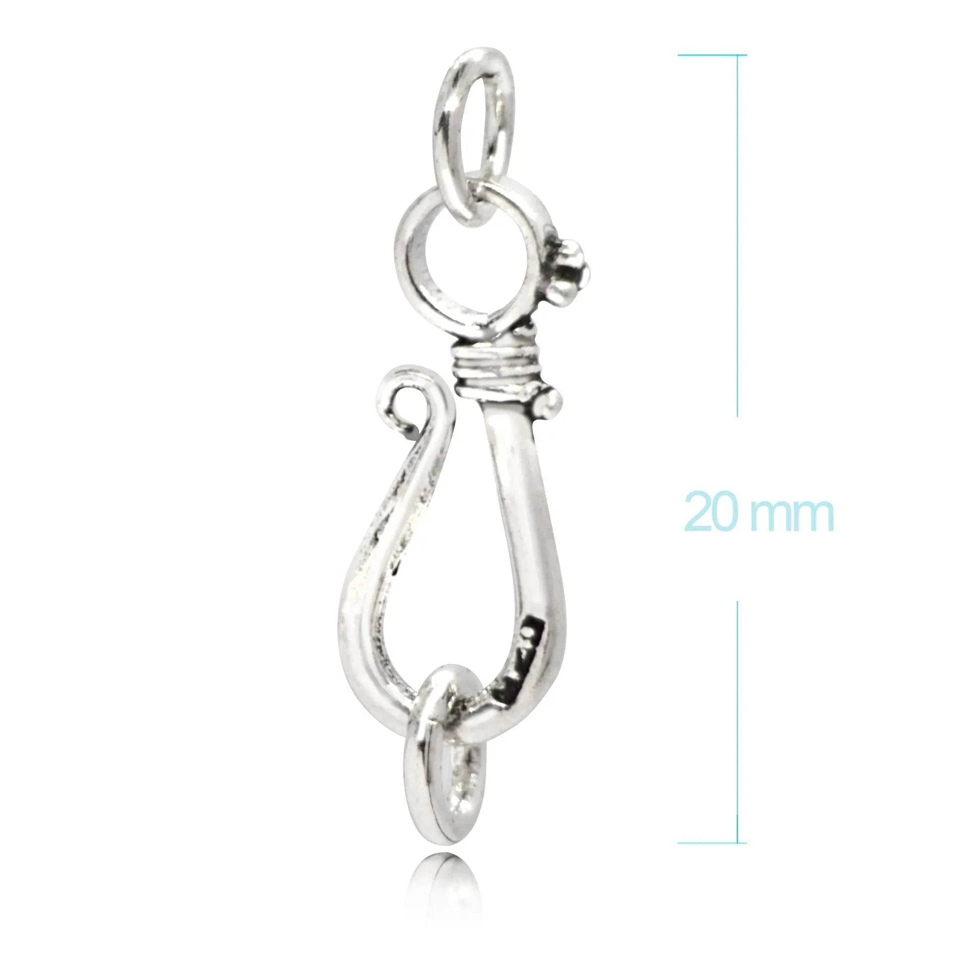 Eye Hook Clasp Finding for Necklaces or Bracelets, in Sterling Silver - 20mm