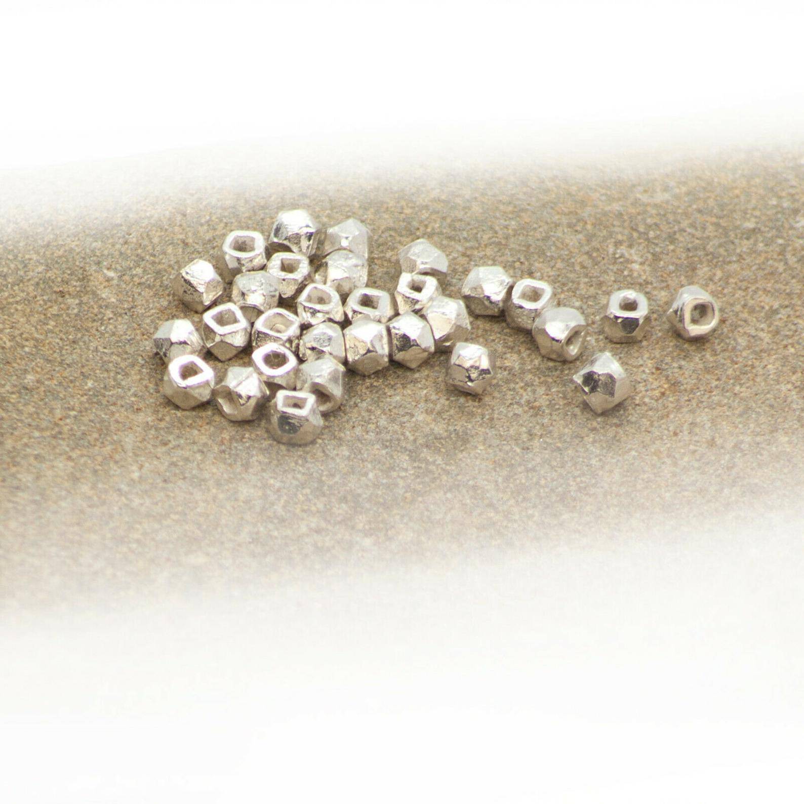 Faceted Round Hollow Beads in 925 Sterling Silver ‚ 2mm Diameter