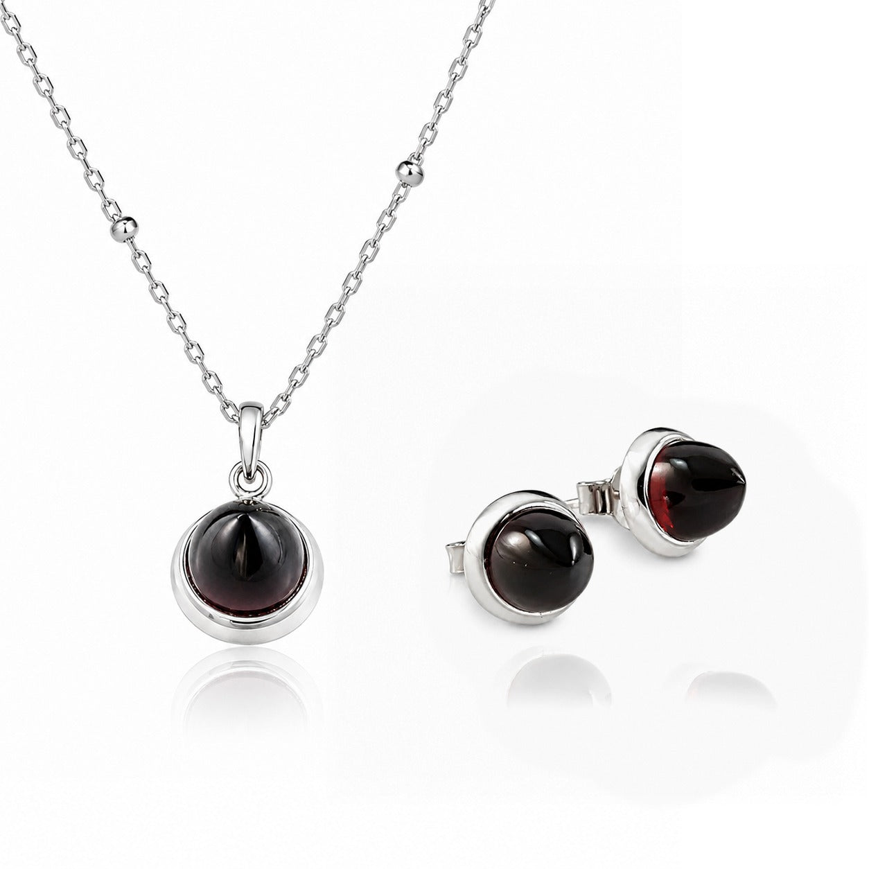 Istanbul Wine Garnet Jewellery Set in Sterling Silver