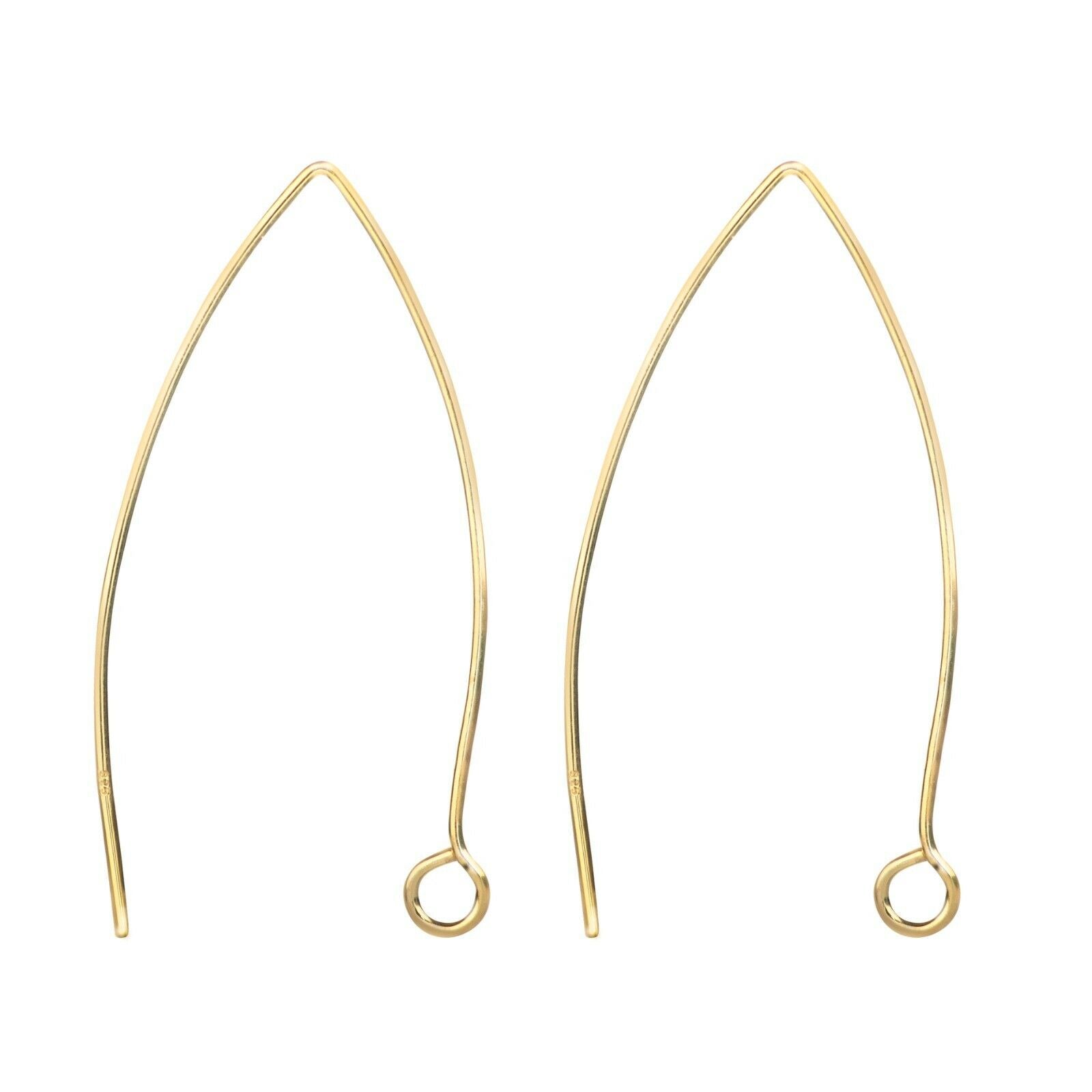 Long Wire Hook Earring Findings in Gold Vermeil- 40mm