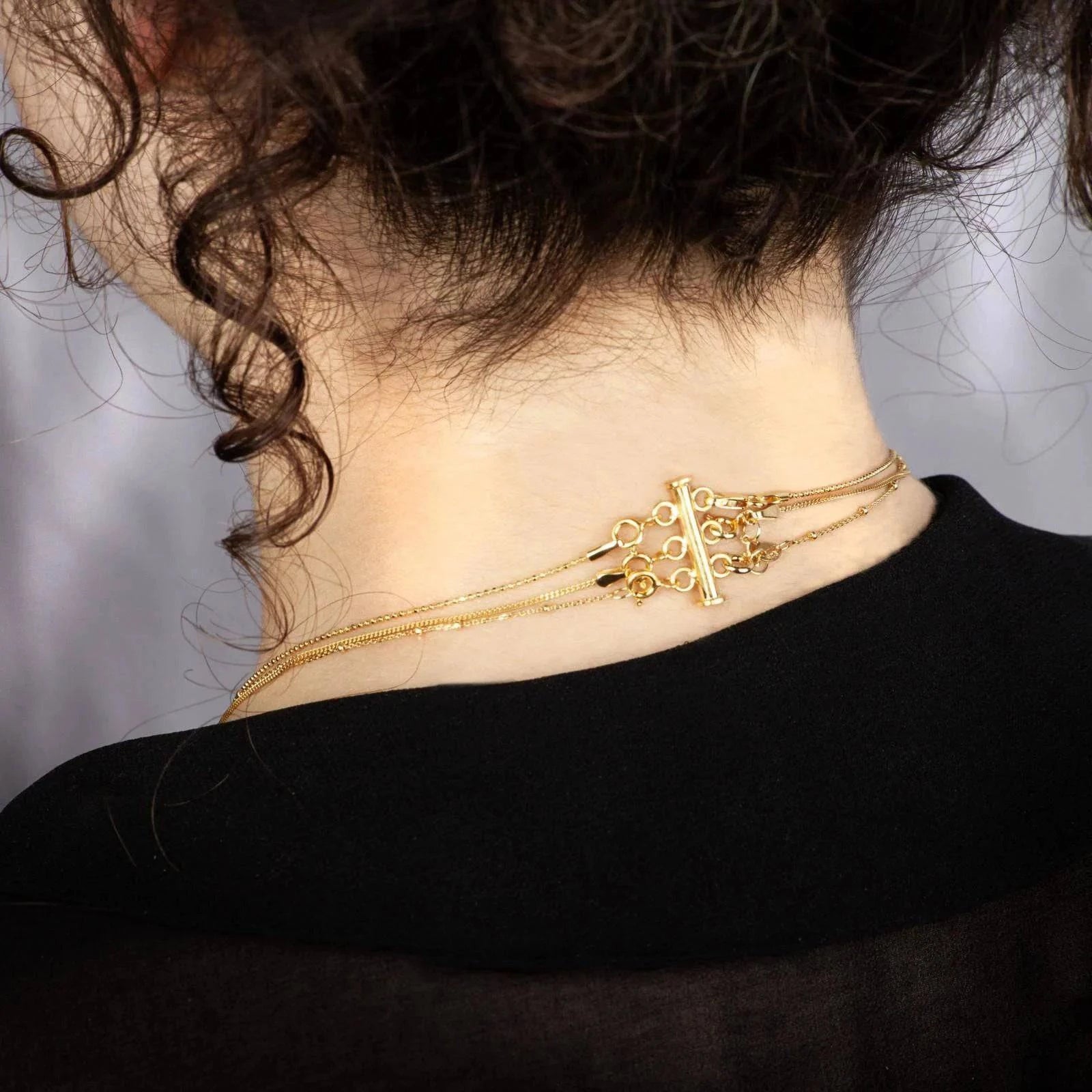 3 Row Ring Bolt Slider Clasp in Gold Vermeil