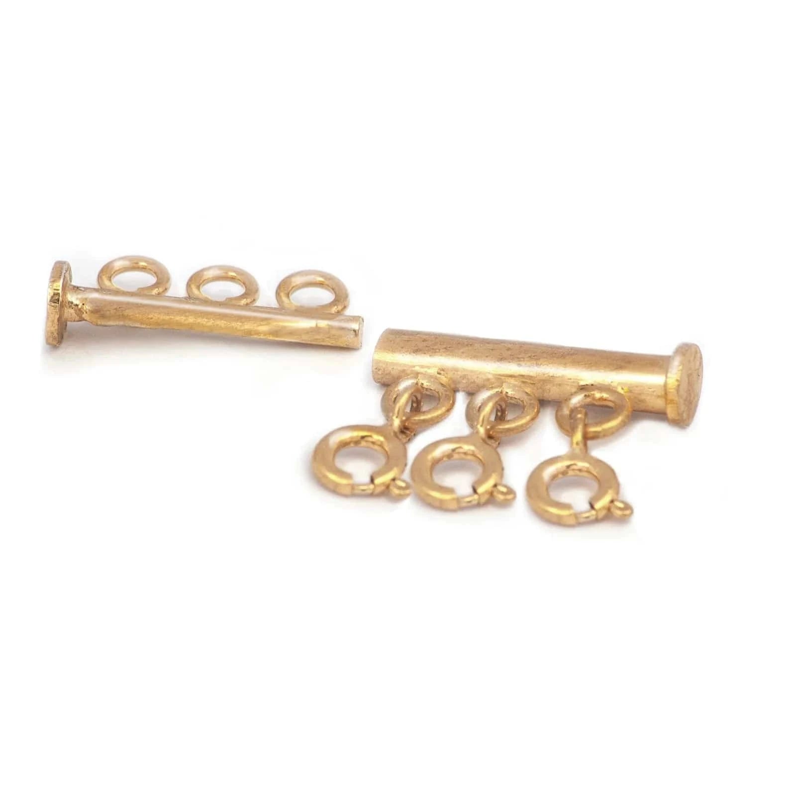 3 Row Ring Bolt Slider Clasp in Gold Vermeil