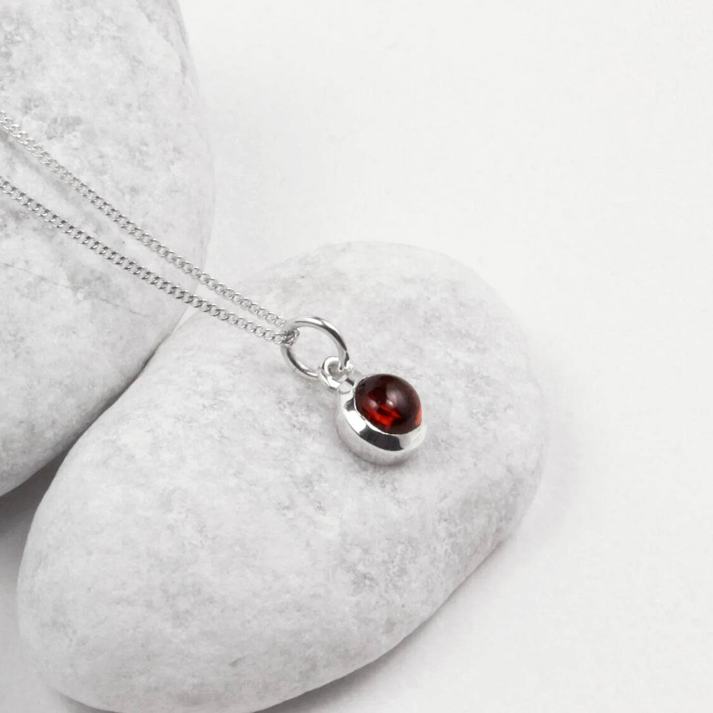 January Birthstone Jewellery Set with Garnet Studs and Charm Necklace
