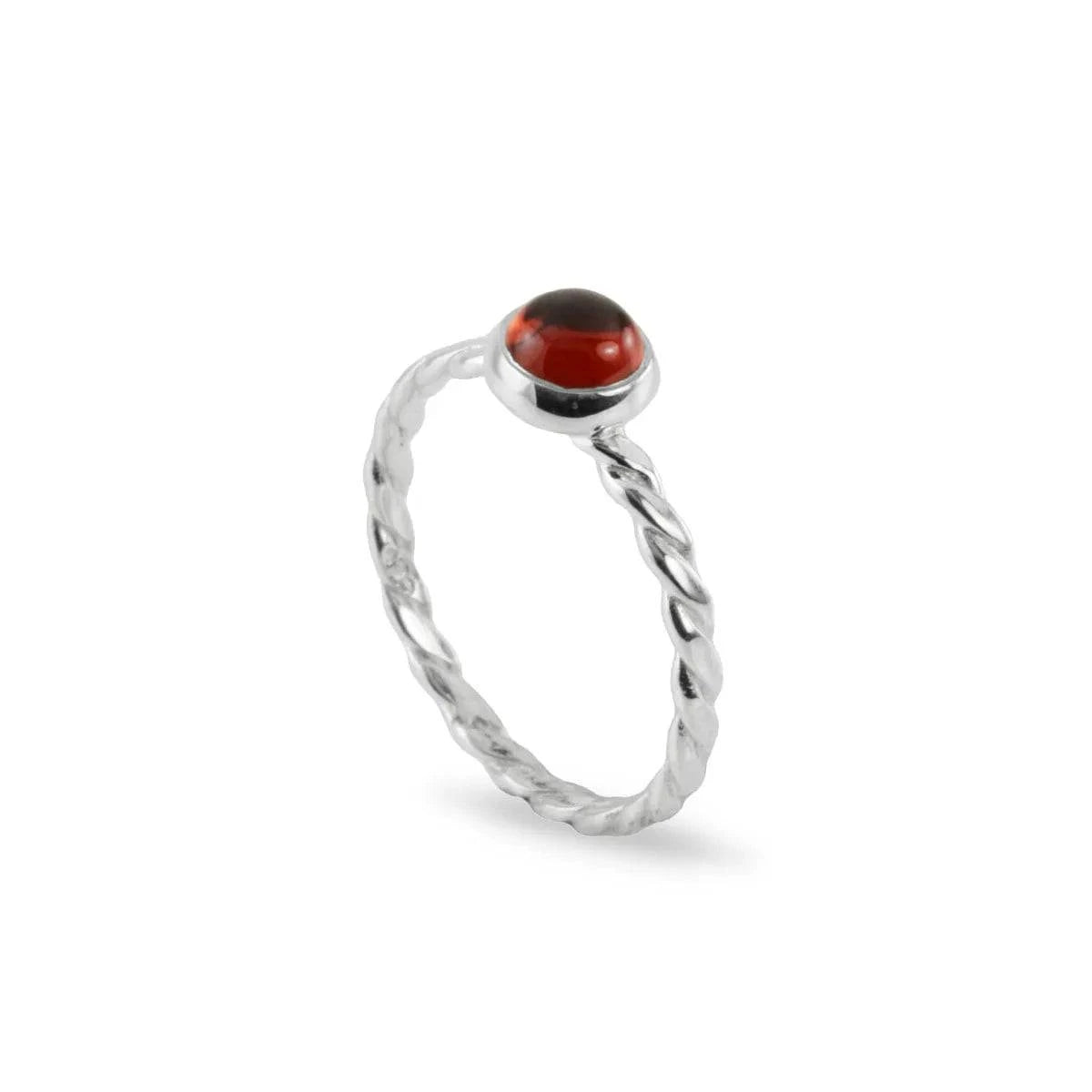 January Birthstone Ring with Garnet Gemstone in Sterling Silver