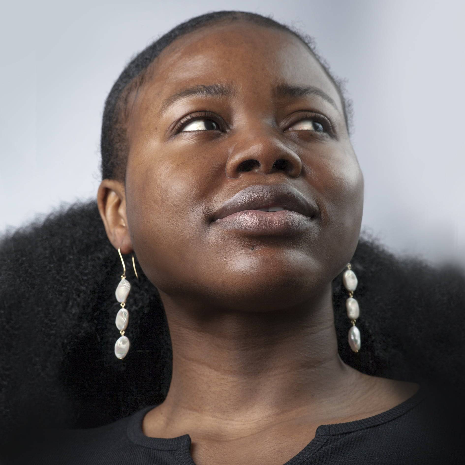 Keshi Pearl Coin 3 Layer Dangle Earrings in Sterling Silver